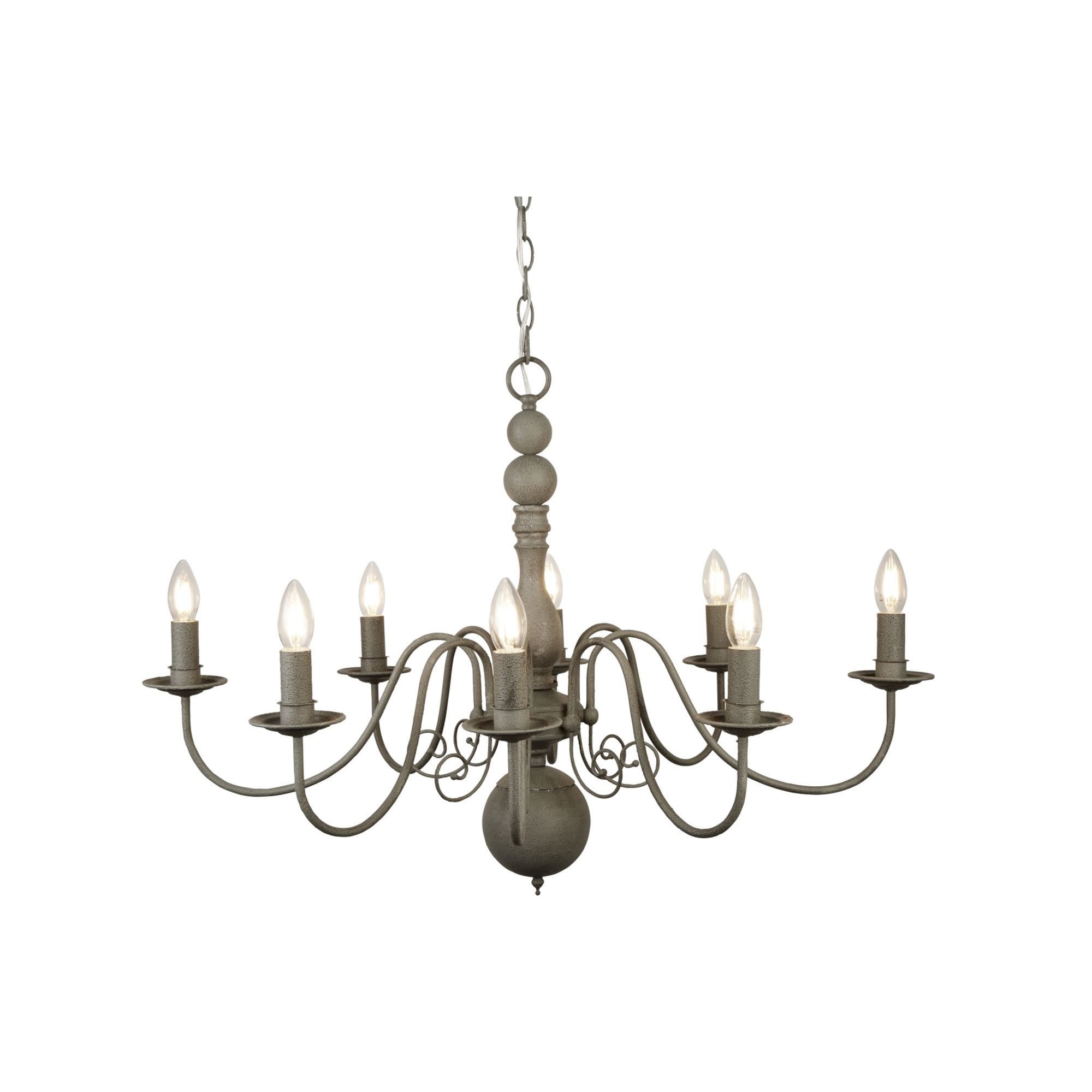 Searchlight Gilman Steel 8 Light Fitting With Textured Grey Finish