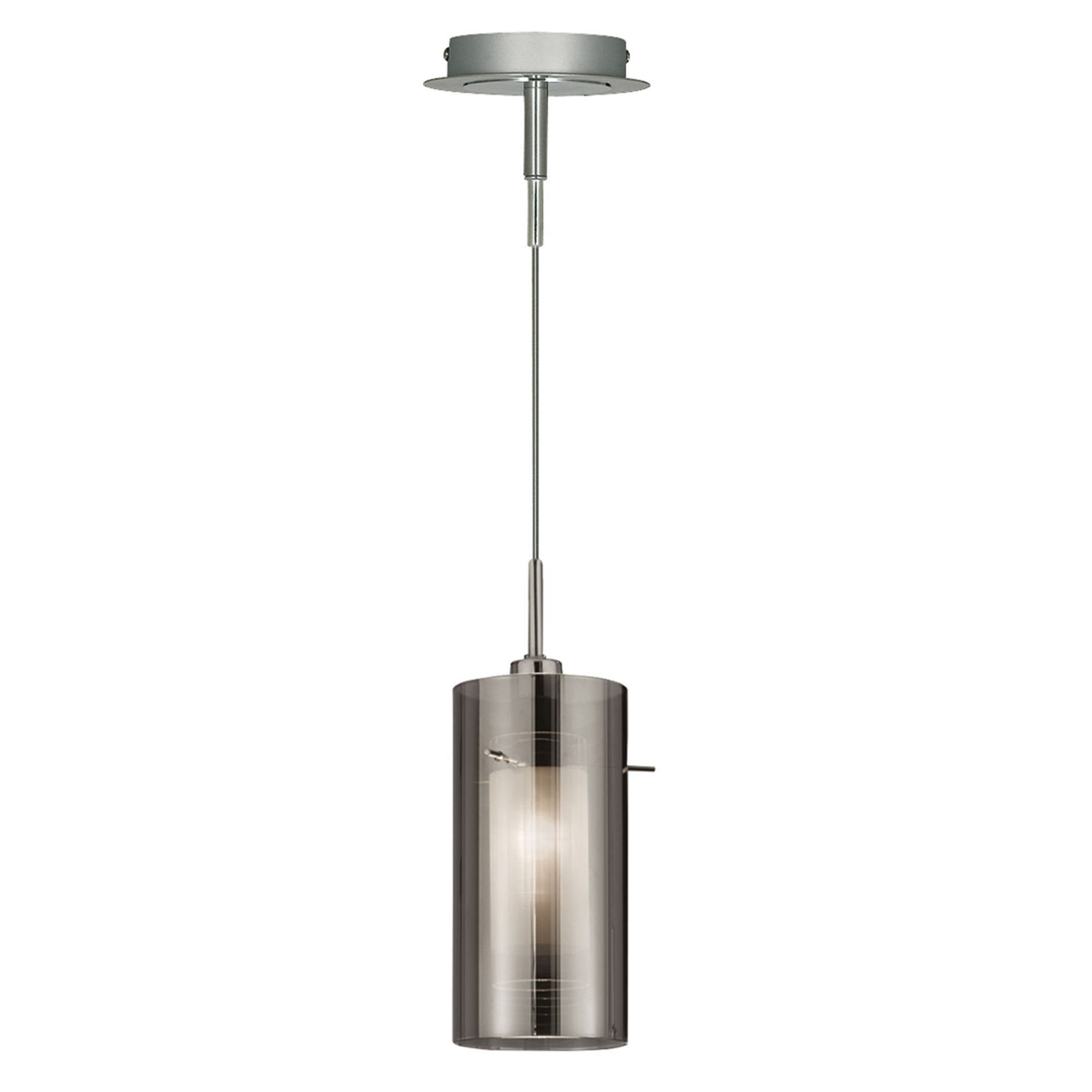 Searchlight Dawson 2 Chrome Pendant Light With Smoked Glass Cylinder Shade