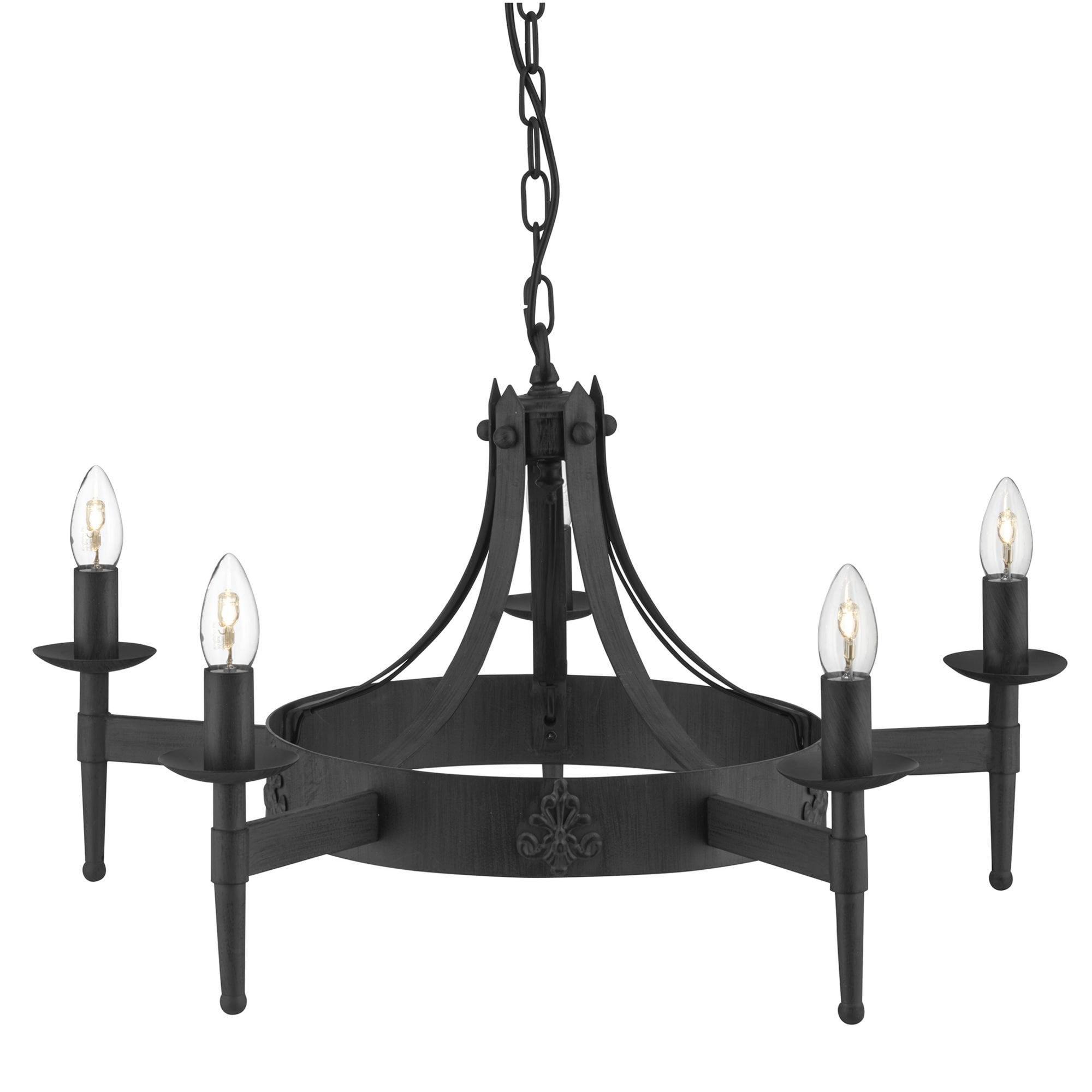 Searchlight Cadogan - 5 Light Ceiling Pendant, Wrought Iron Black