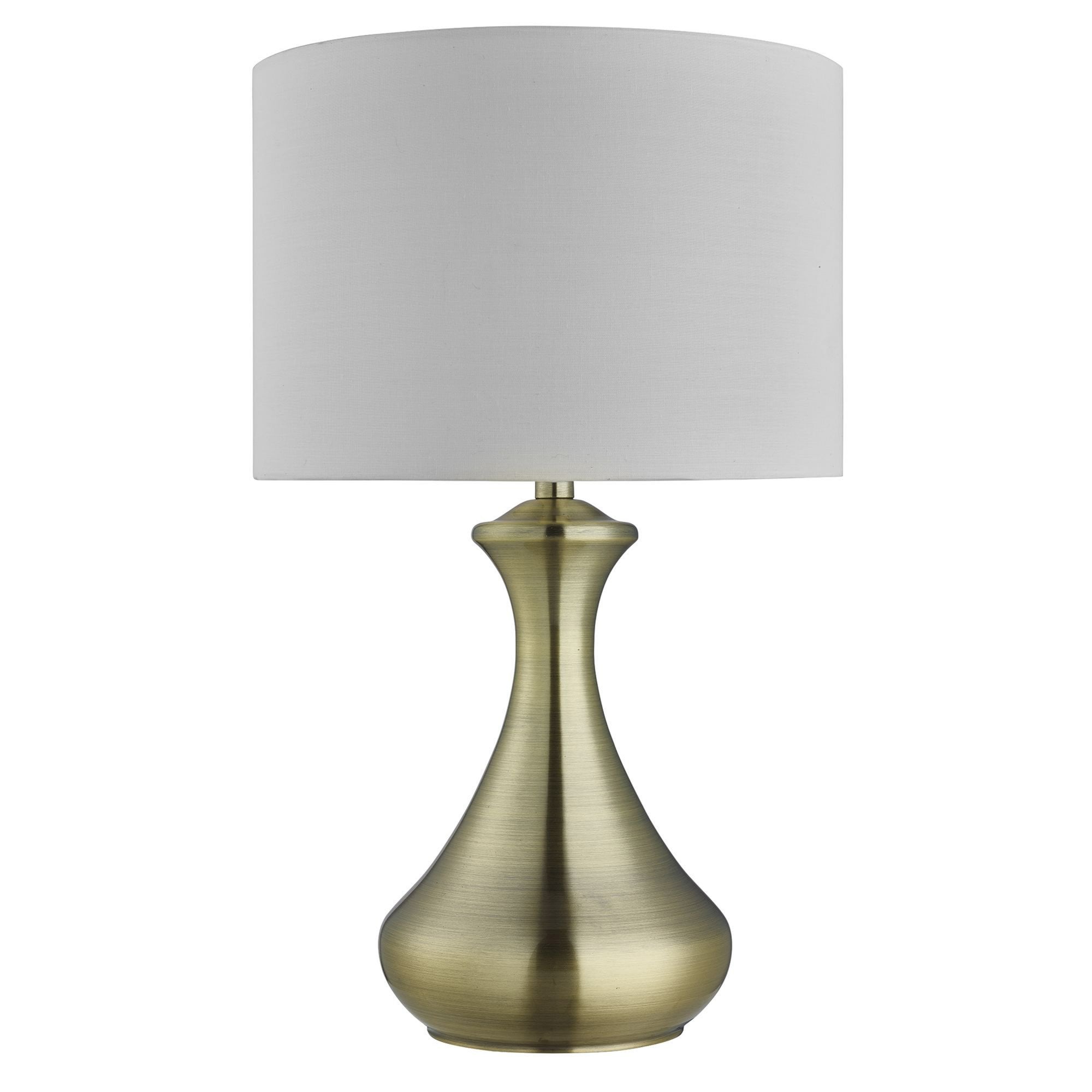 Searchlight Touch Lamp - Antique Brass & Cream Shade