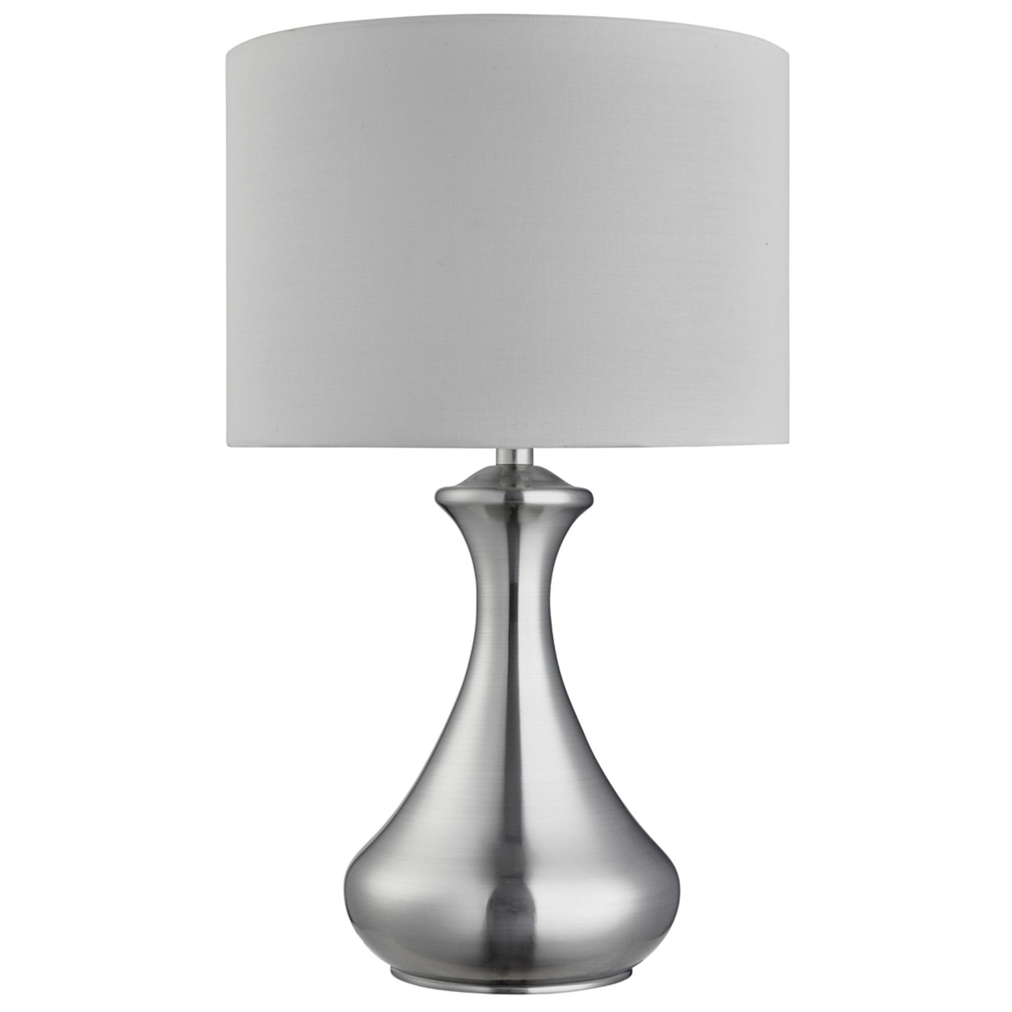Searchlight Touch Lamp - Satin Silver, White Shade