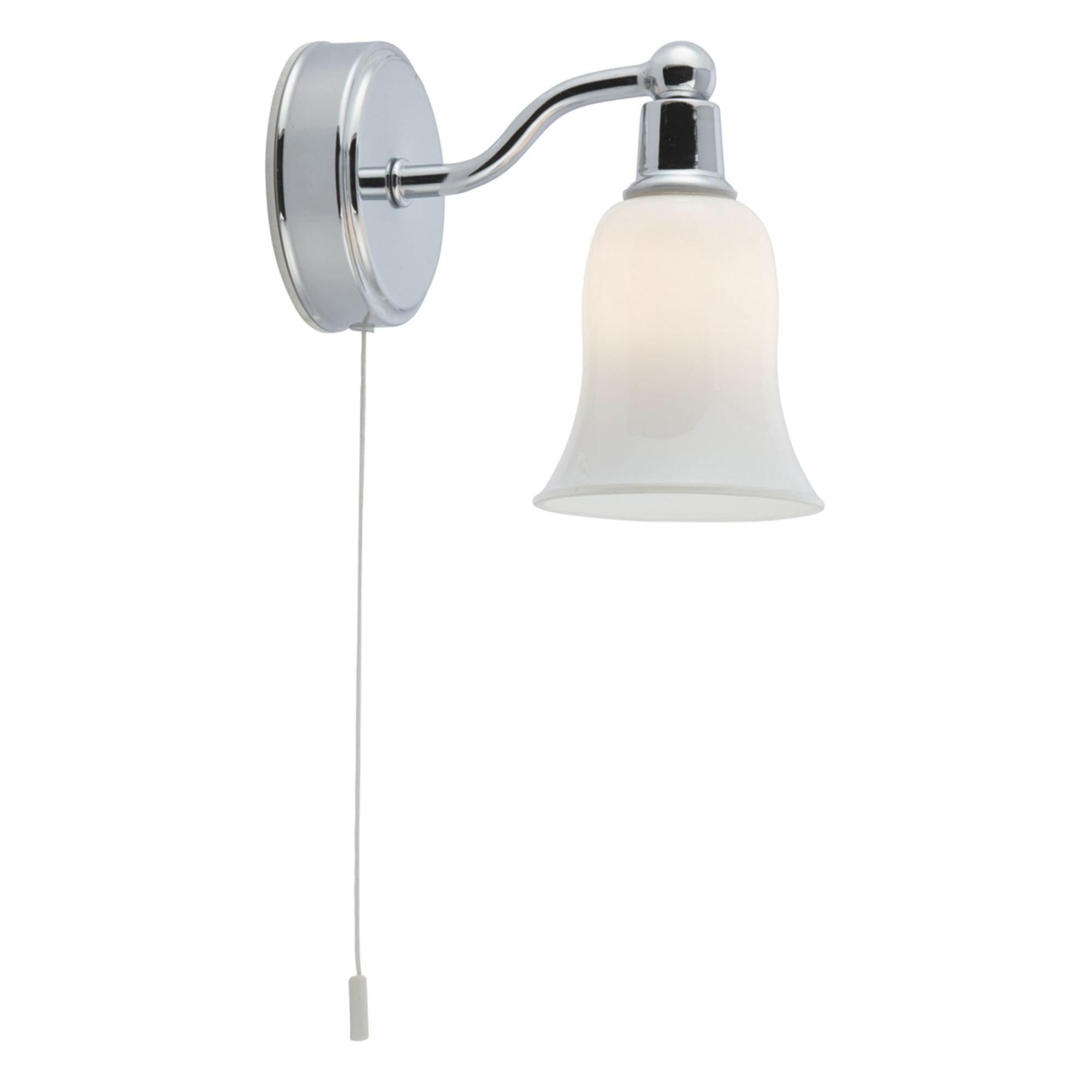 Searchlight Beaconsfield Bathroom Wall Light - Chrome & White Glass Shade - IP44
