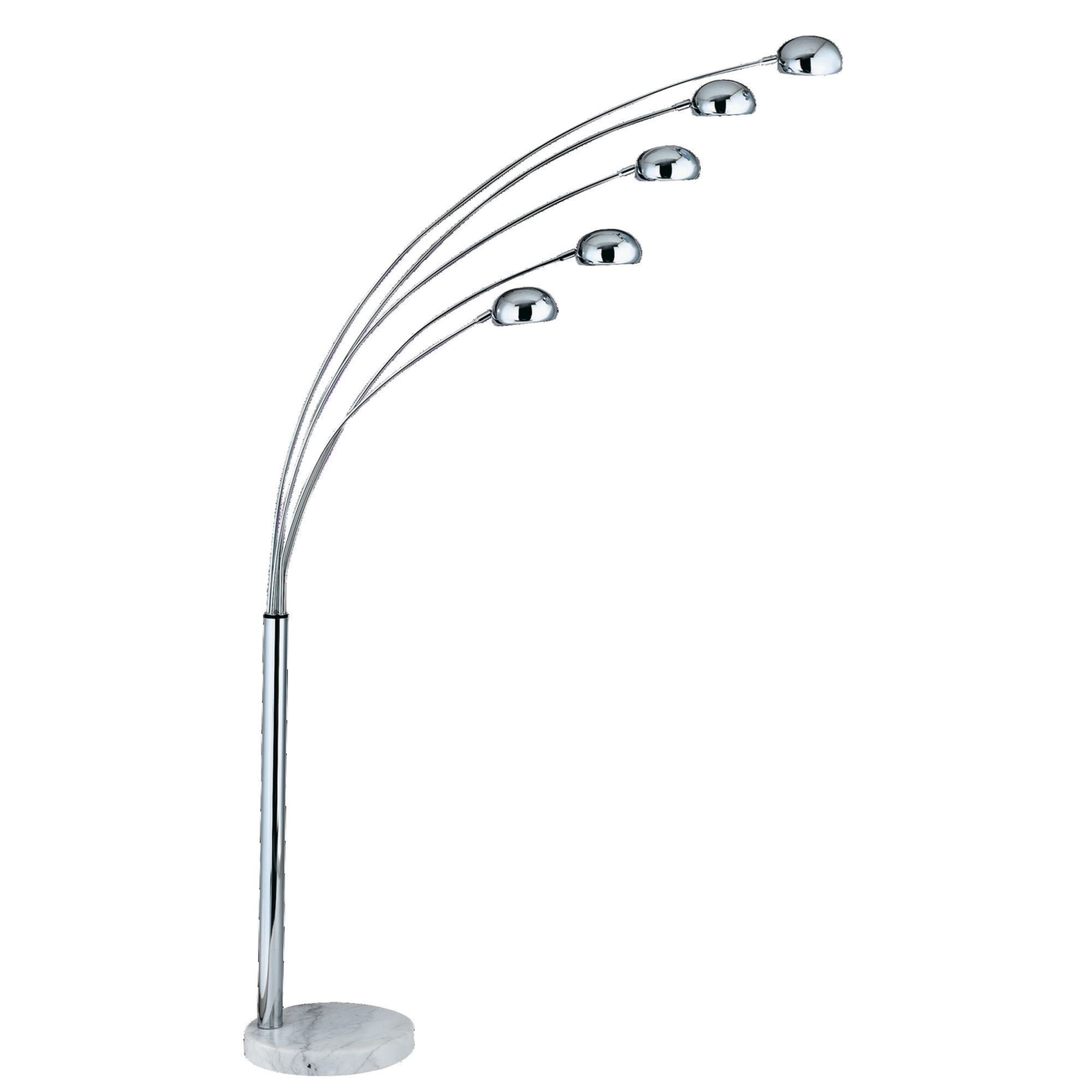 Searchlight Gelling - 5 Light Floor Lamp, Chrome, White Marble
