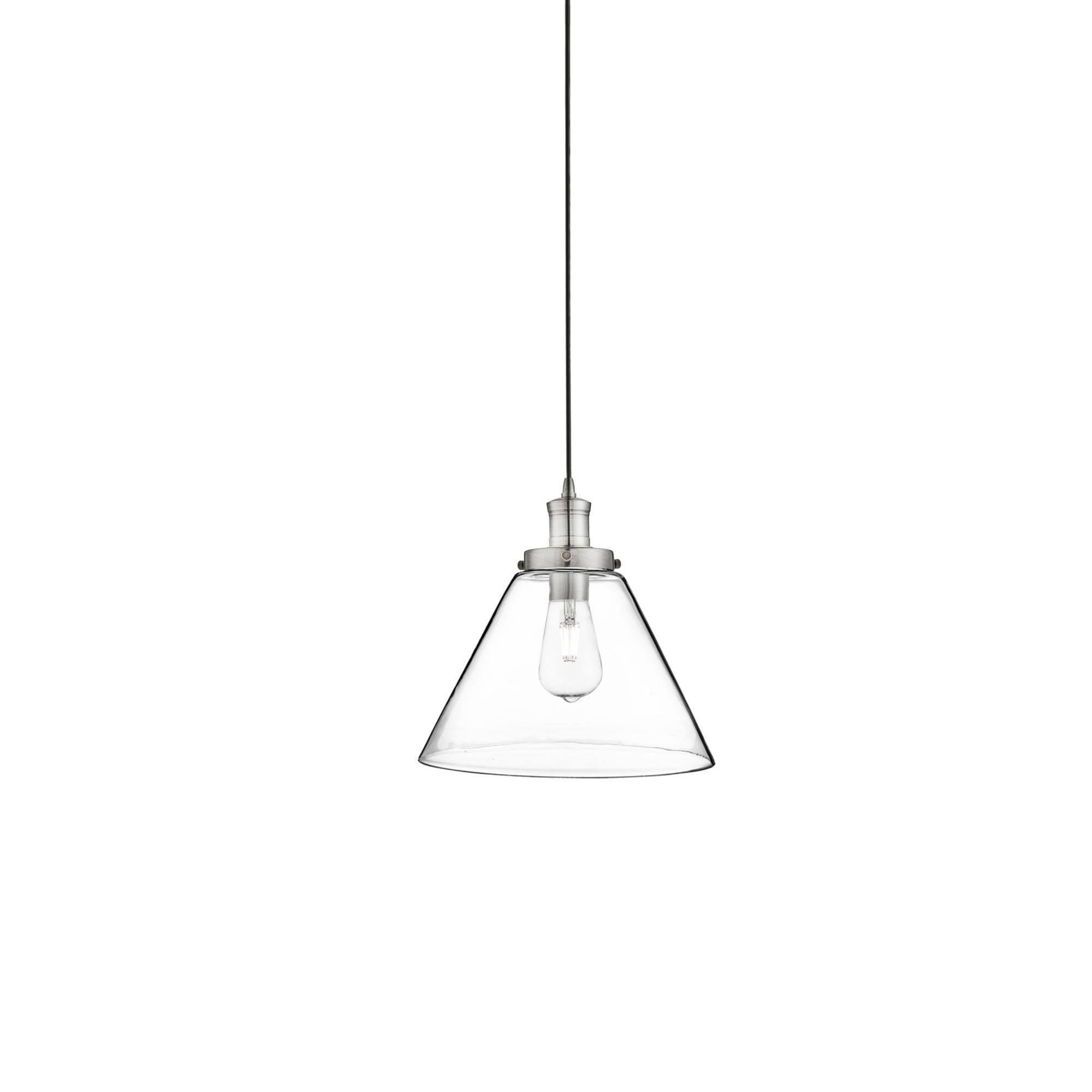 Searchlight Picton Single Pendant, Satin Silver, Clear Picton Glass Shade