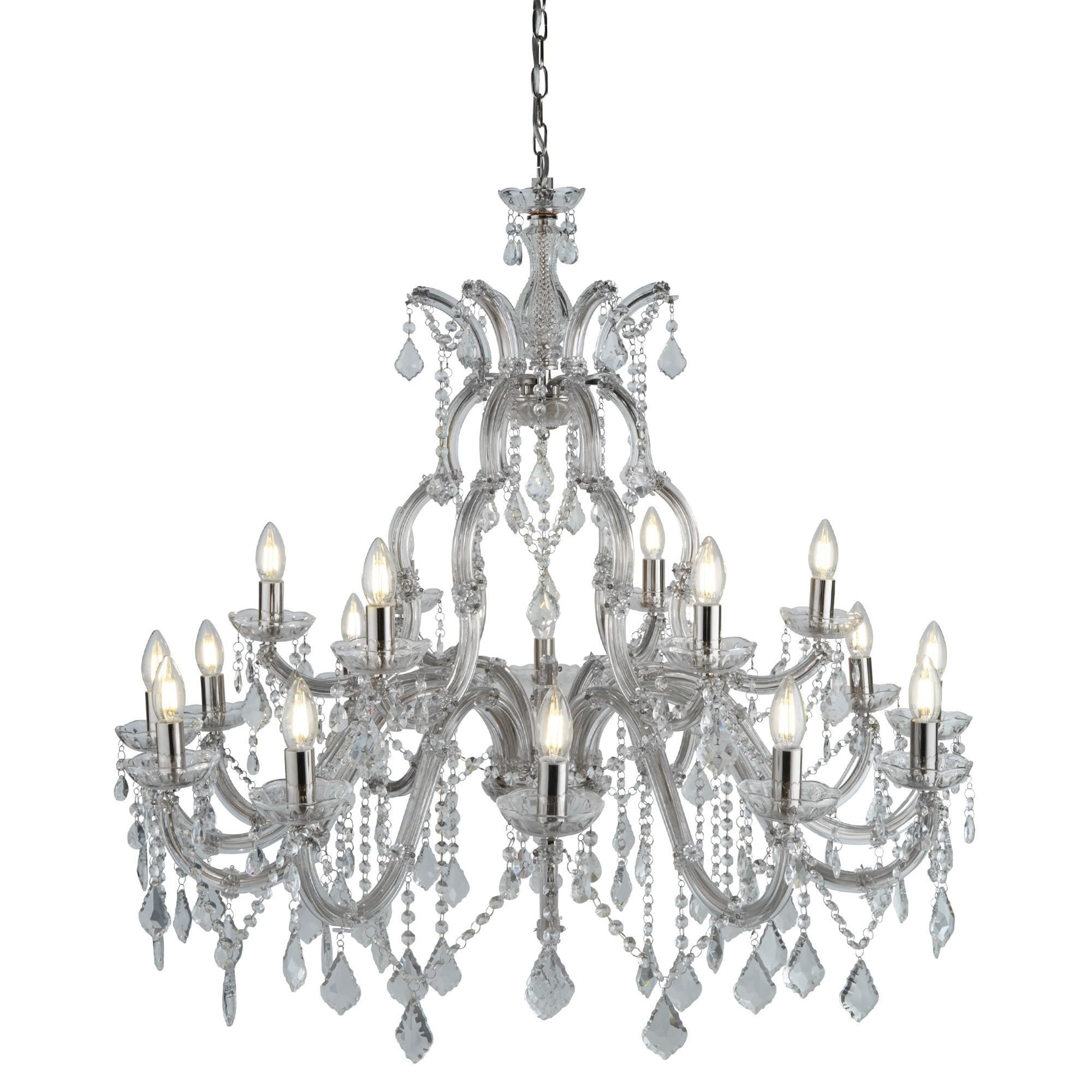 Searchlight Maple 18 Light Chandelier - Chrome & Clear Crystal
