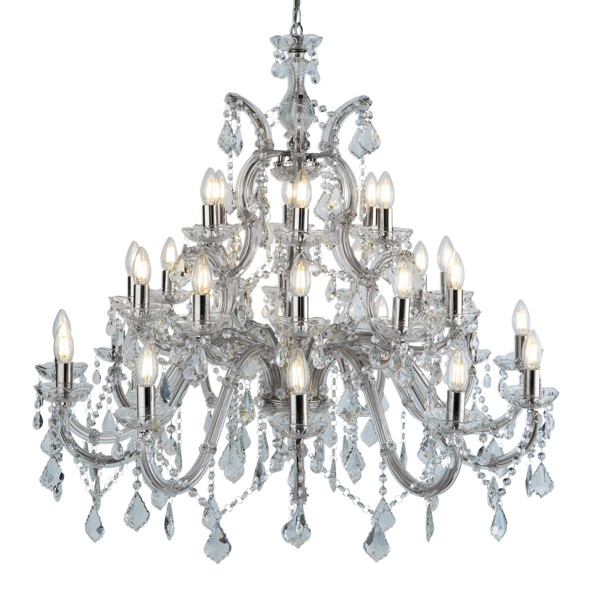 Searchlight Maple 30 Light Chandelier - Chrome & Clear Crystal