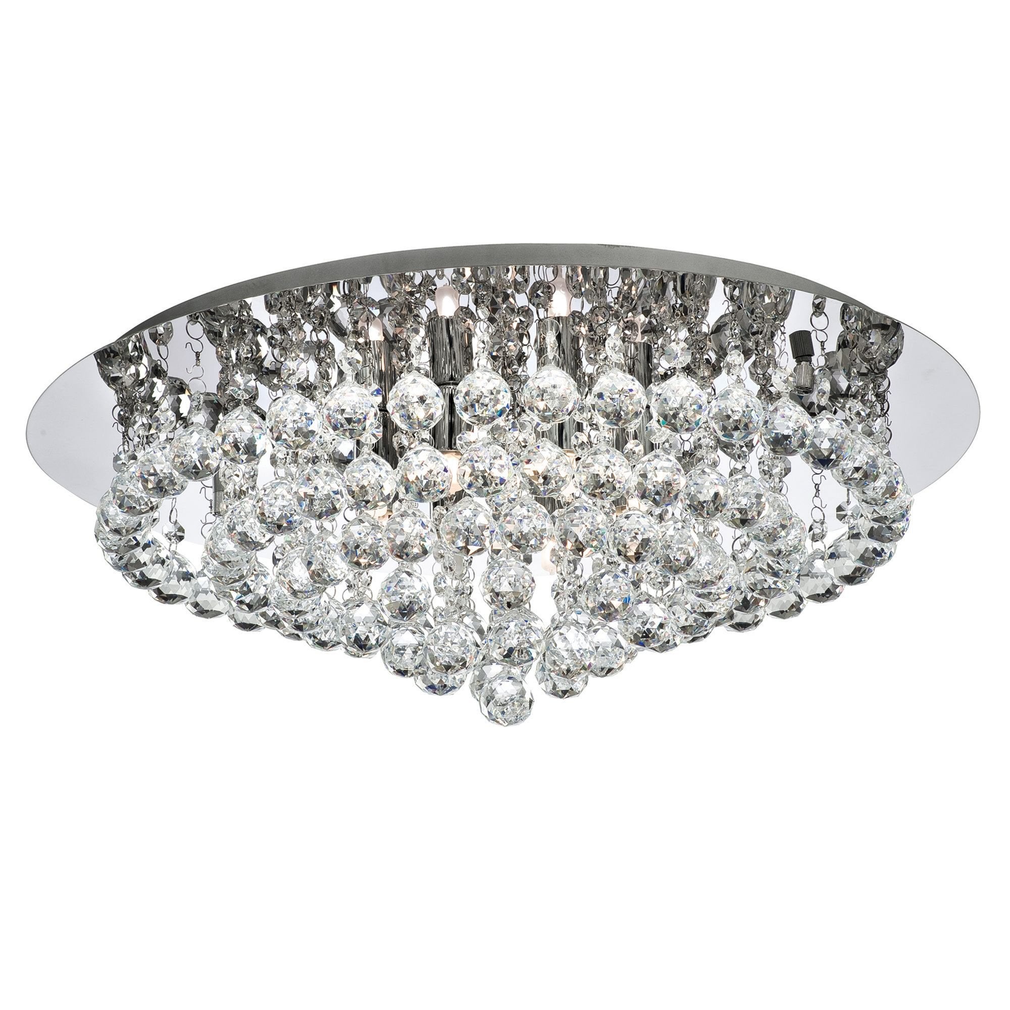 Searchlight Hampstead Chrome 8 Light Semi-Flush Fitting With Clear Crystal Balls Fitting