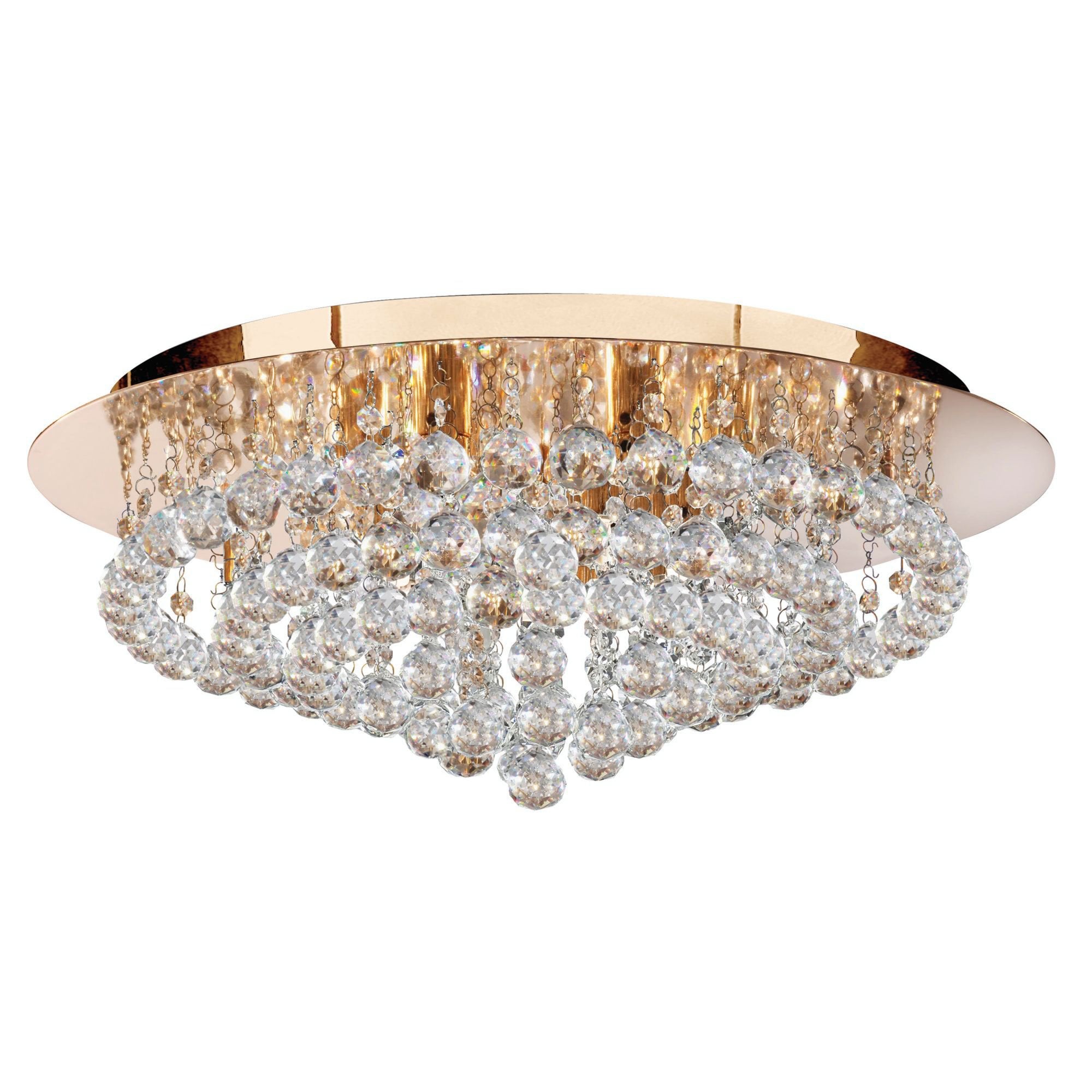 Searchlight Hampstead Gold 8 Light Semi-Flush Fitting With Clear Crystal Balls Fitting