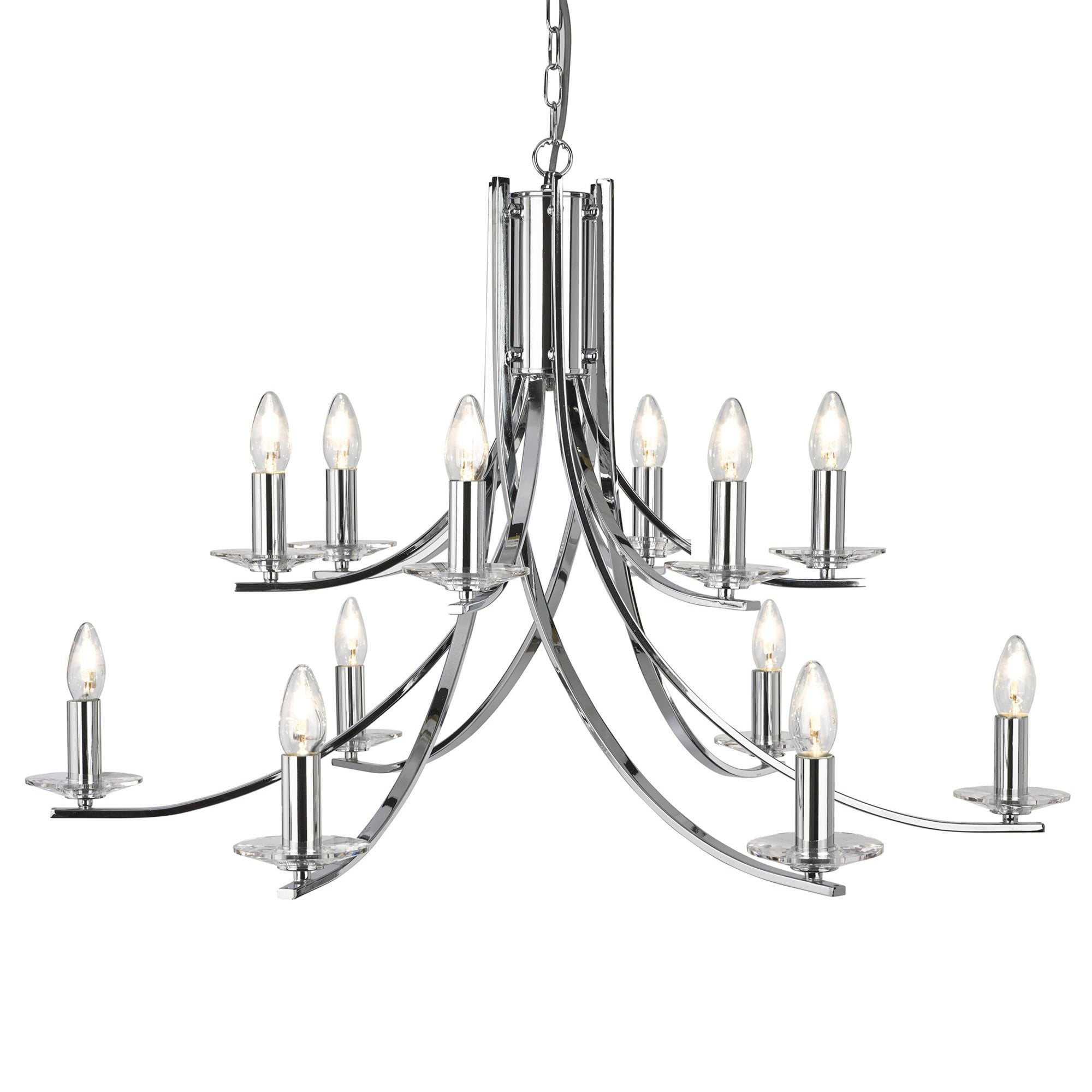 Searchlight Archer 12 Light Pendant - Chrome & Clear Glass Sconces