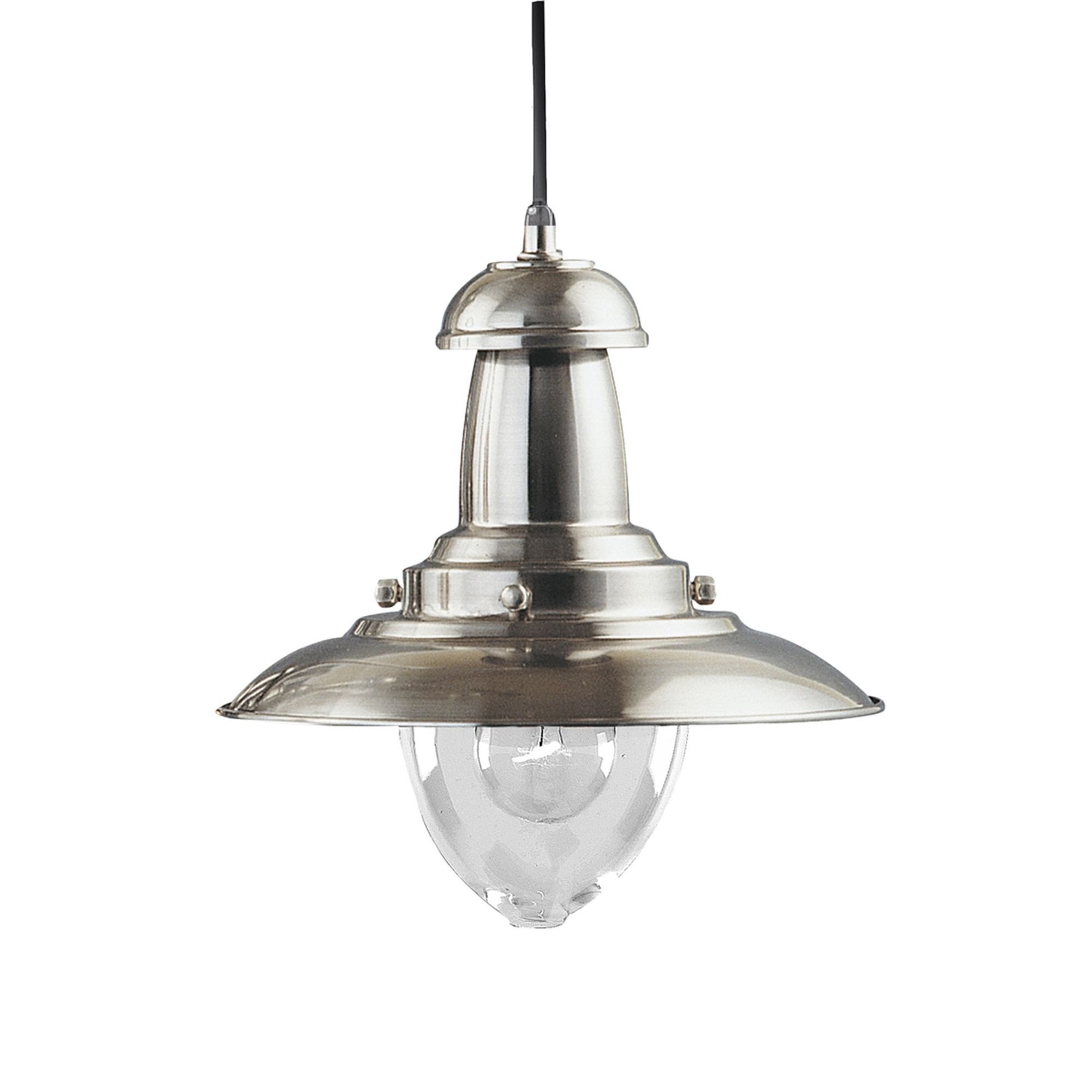 Searchlight Falkland Satin Silver Light With Clear Glass Shade