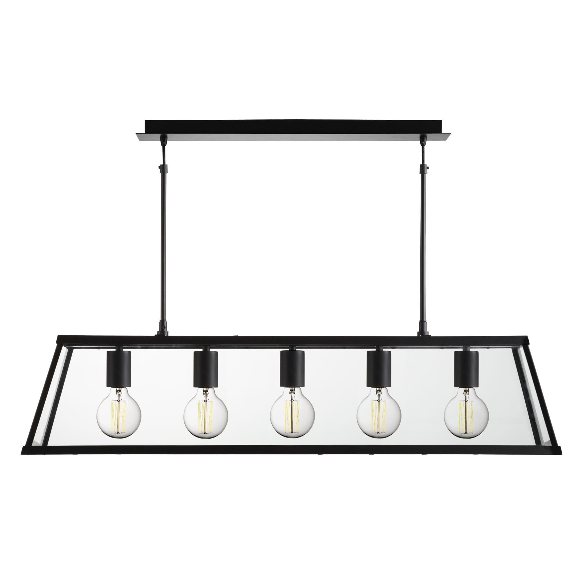 Searchlight Vane 5 Light Lantern Bar, Matt Black, Glass