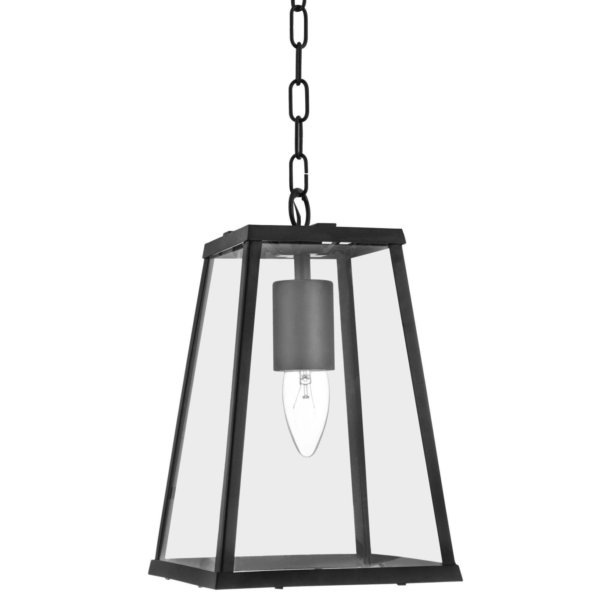 Searchlight Vane Single Lantern Tapered Black With Clear Glass