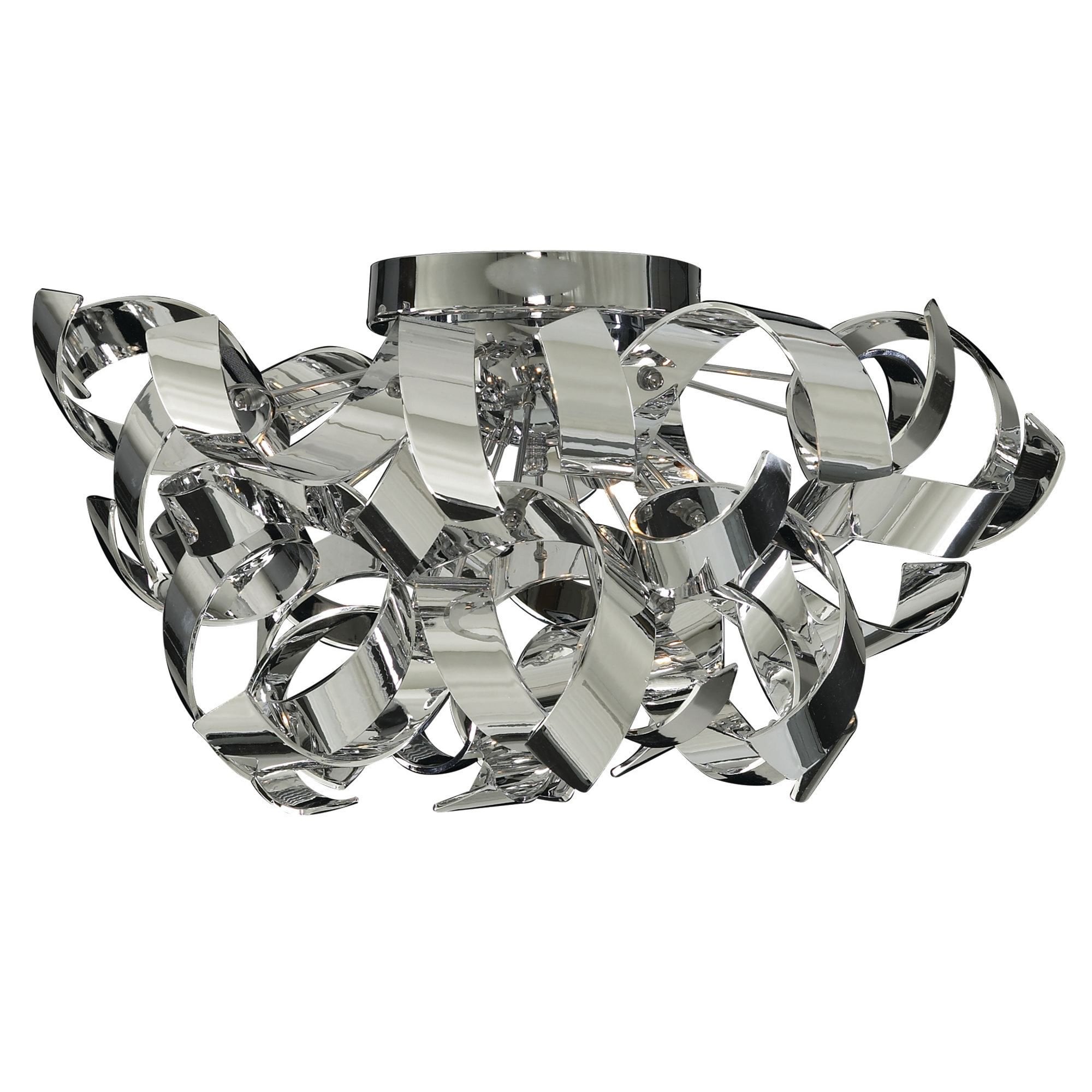 Searchlight Chancel Chrome Semi-Flush/Acrylic 3 Light Metal Fitting