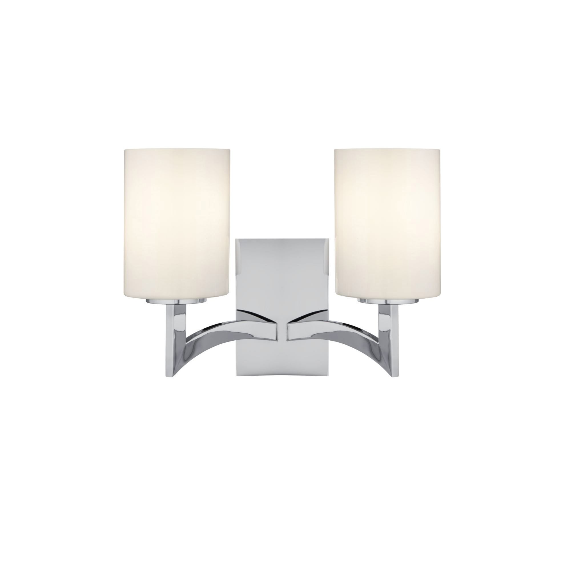 Searchlight Gascoyne - 2 Light Wall Bracket, Chrome, White Glass Shades