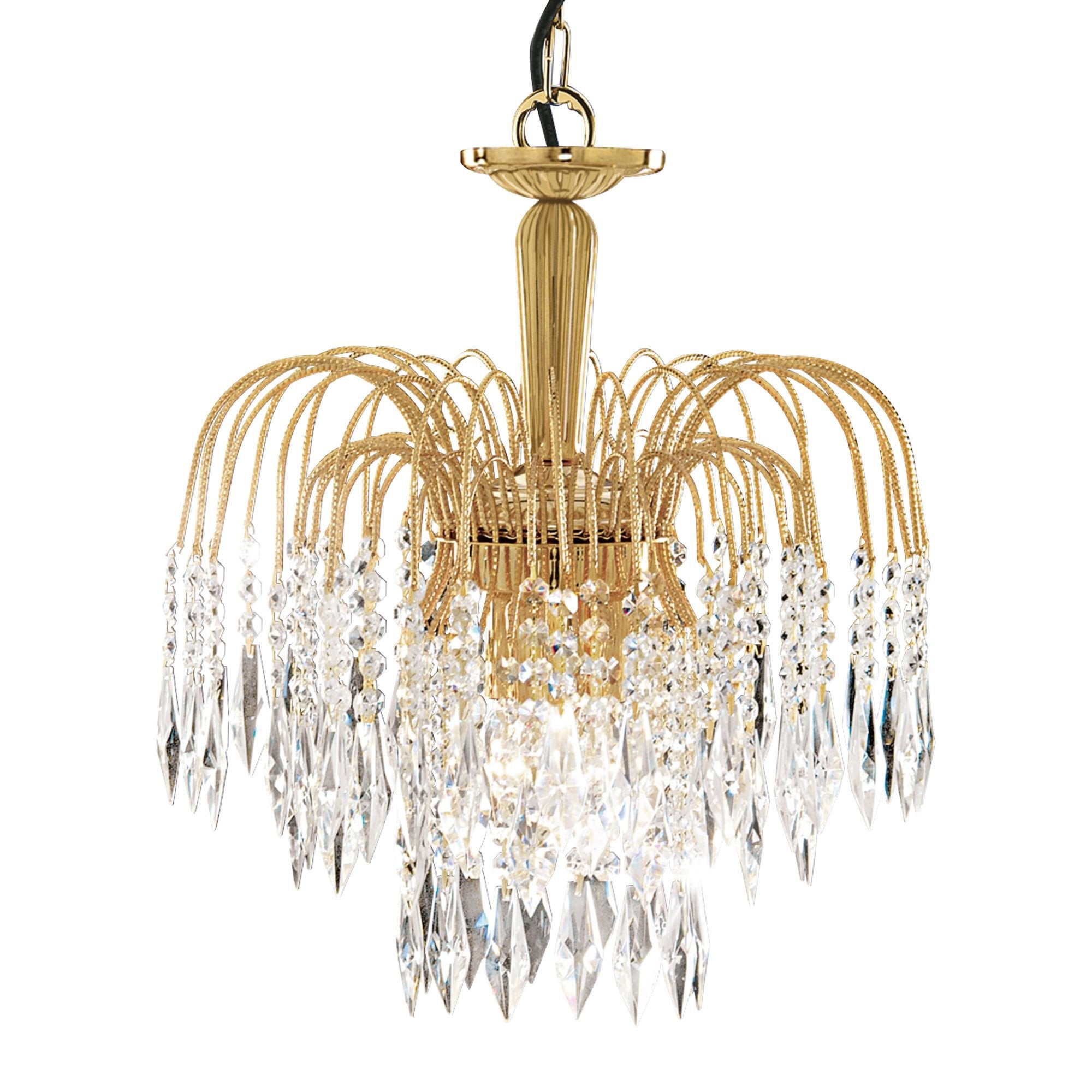 Searchlight Webb - 3 Light Ceiling Pendant, Gold, Clear Crystal