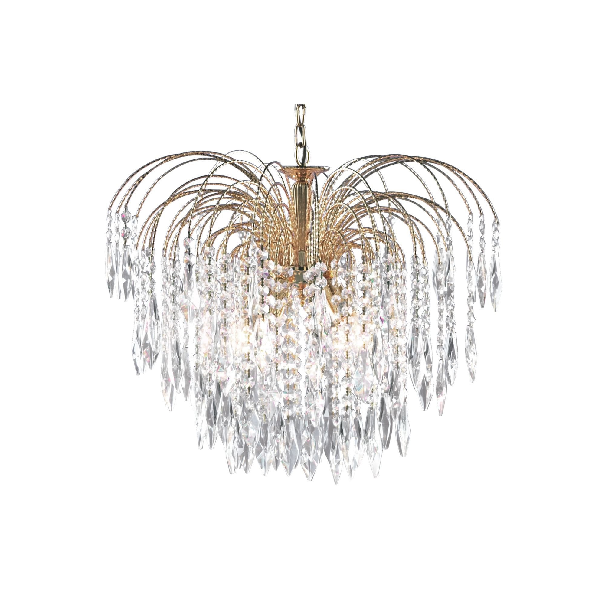 Searchlight Webb - 5 Light Ceiling Pendant, Gold, Clear Crystal