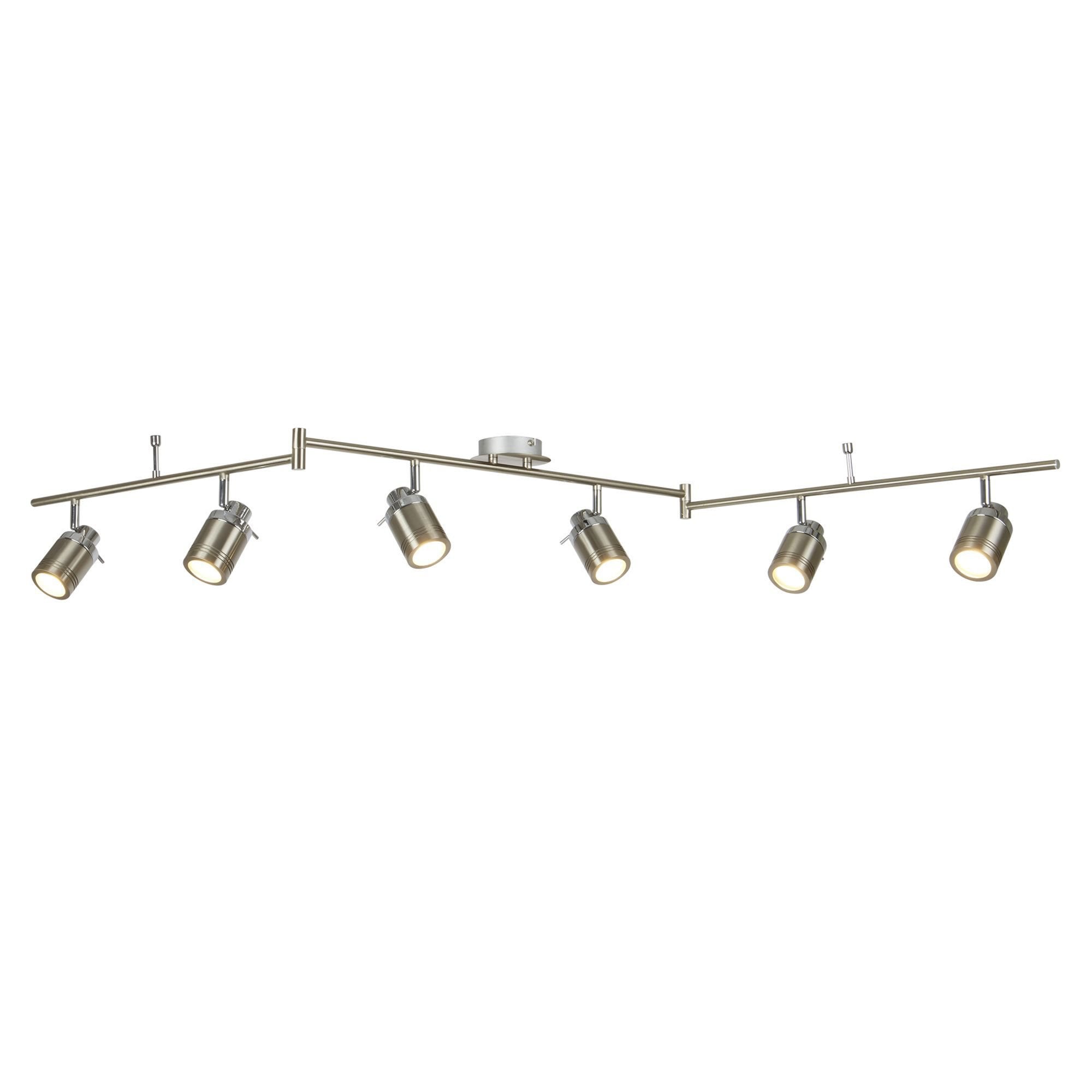 Searchlight Saker 6 Light IP44 Bathroom Spot Split - Bar, Satin Silver