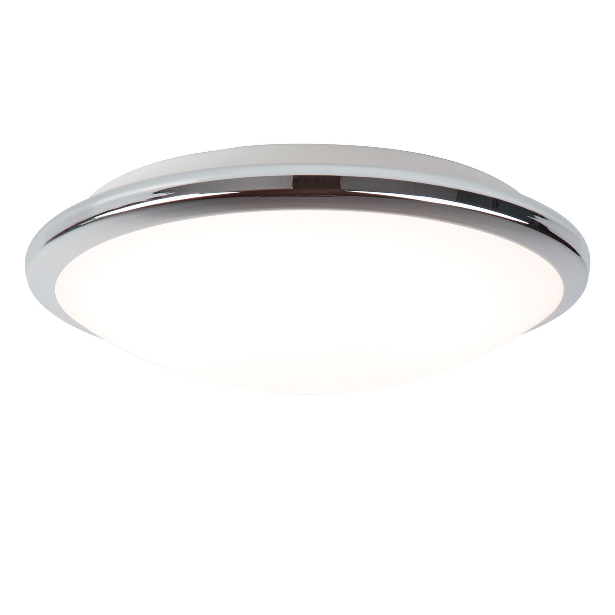Searchlight IP44 Chrome LED Flush Light With Frosted Glass Shade