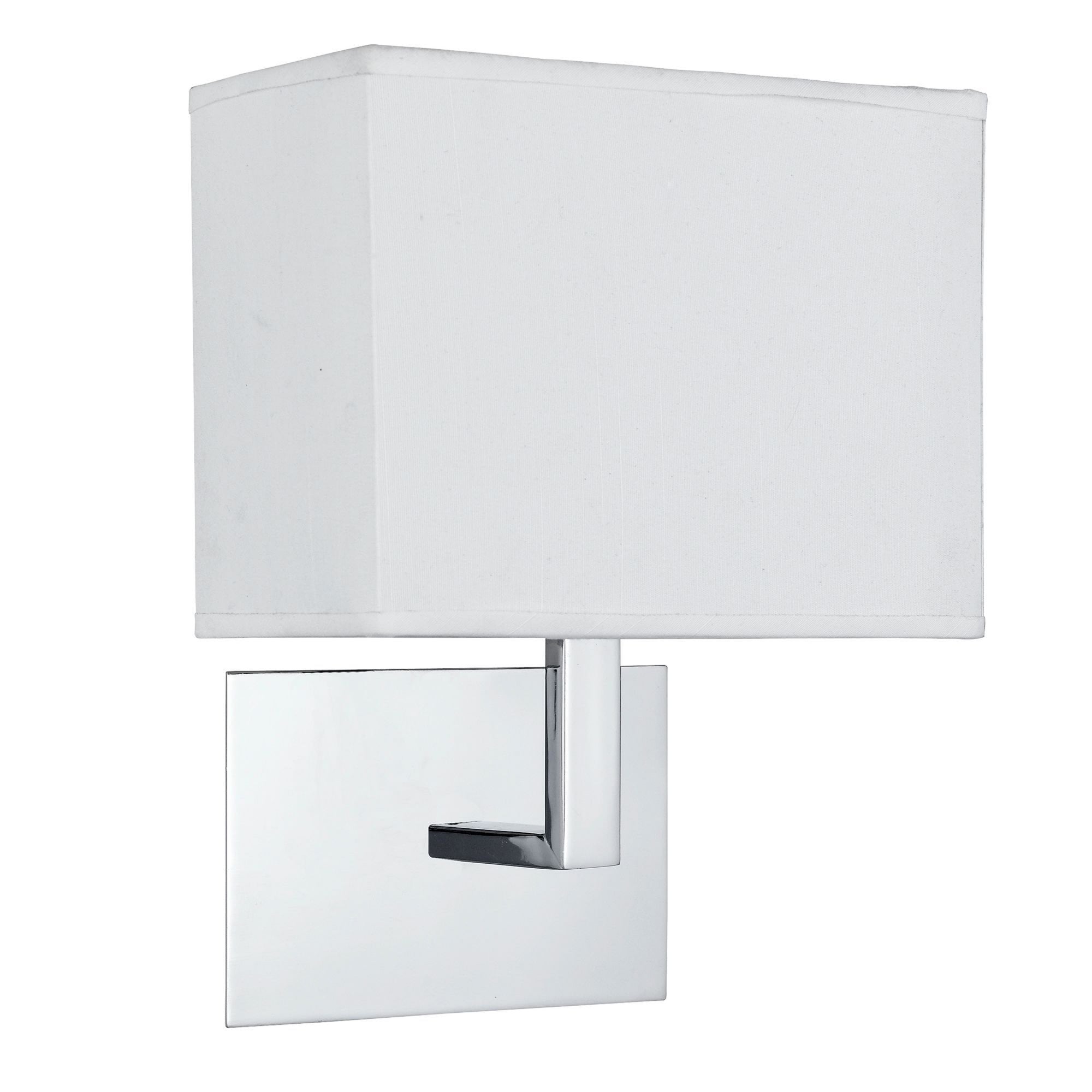 Searchlight Chrome Wall Light With White Rectangular Fabric Shade, Black Switch