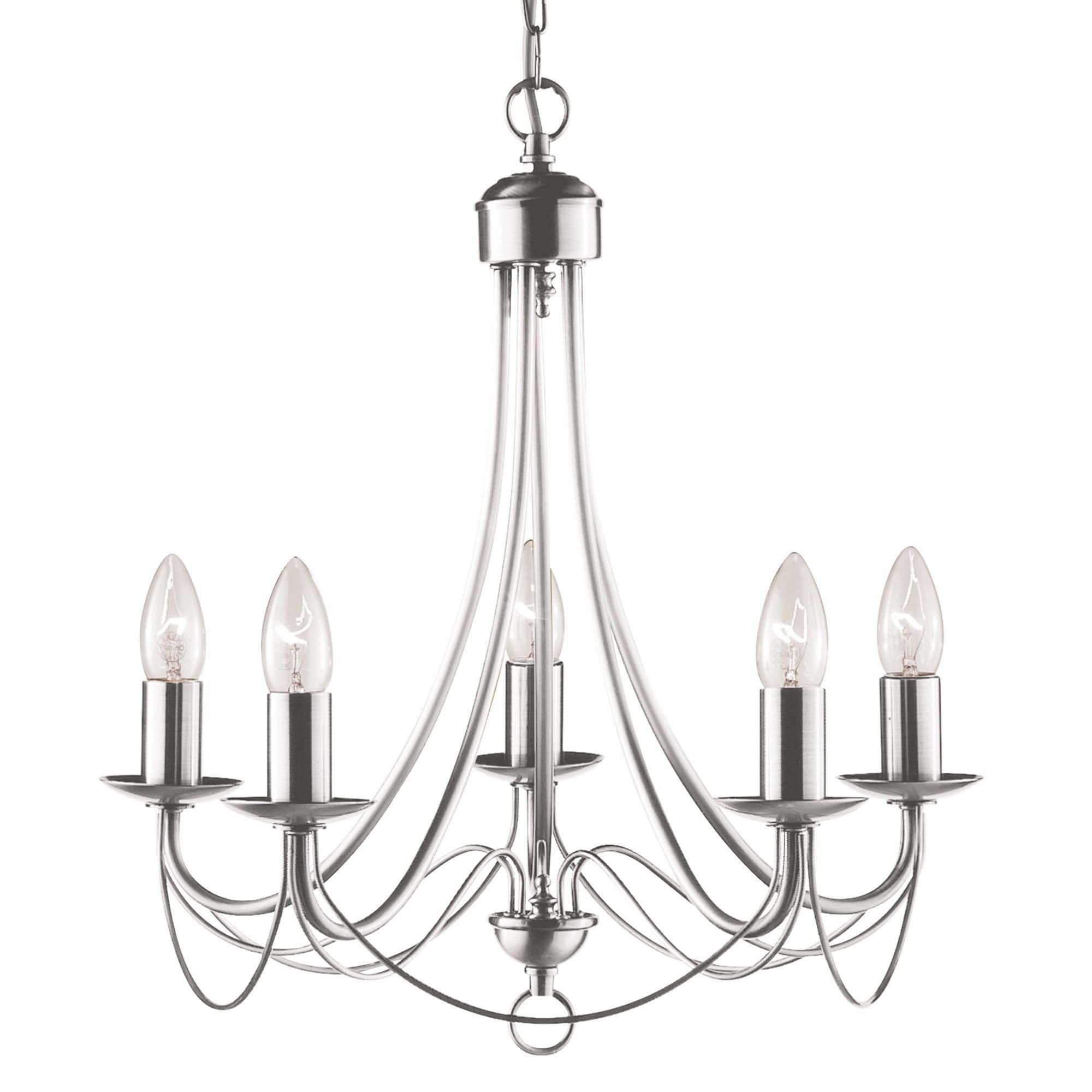 Searchlight Marsh Satin Silver 5 Light Multi-arm Fitting, Birdcage Design