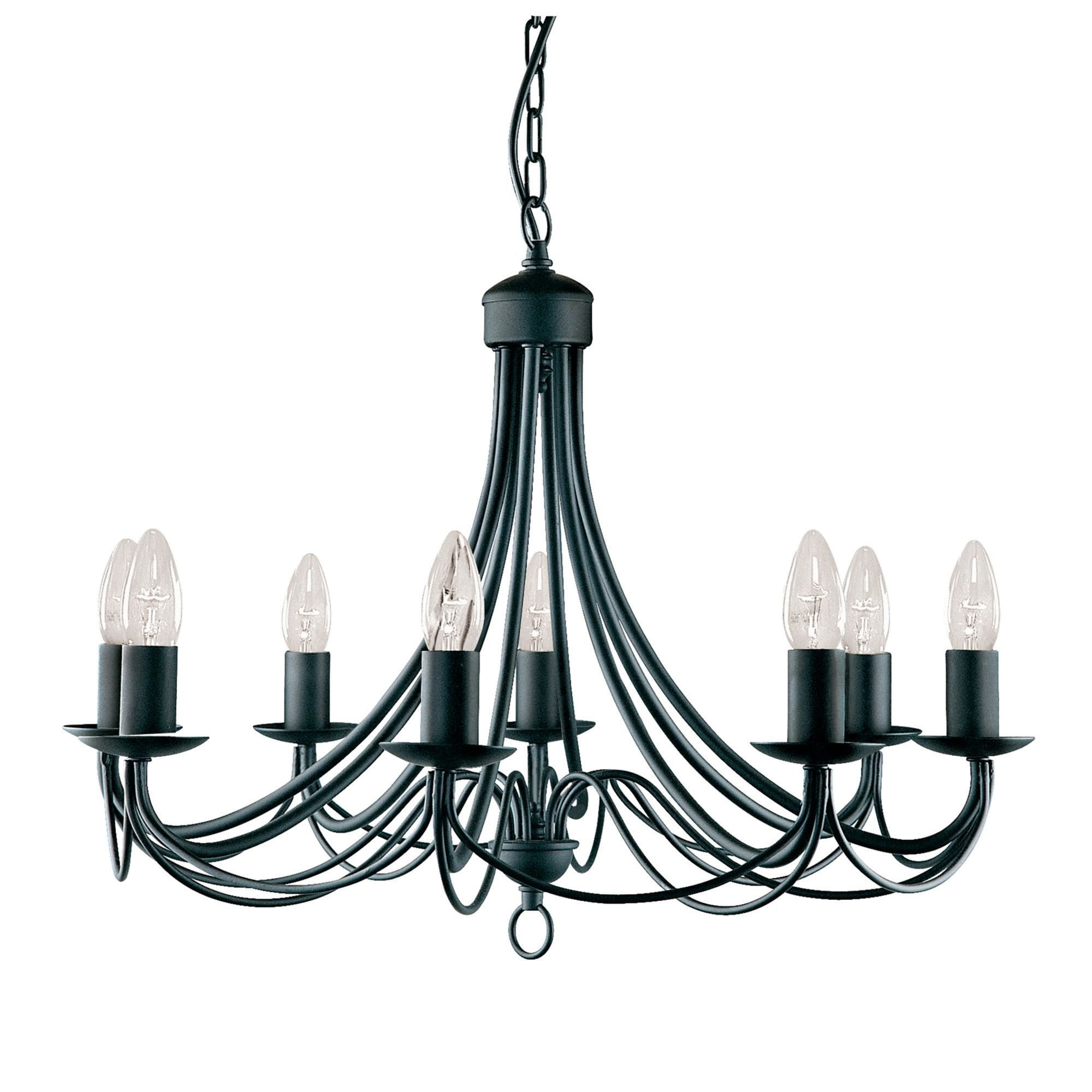 Searchlight Marsh Matt Black 8 Light Multi-arm Fitting, Birdcage Design
