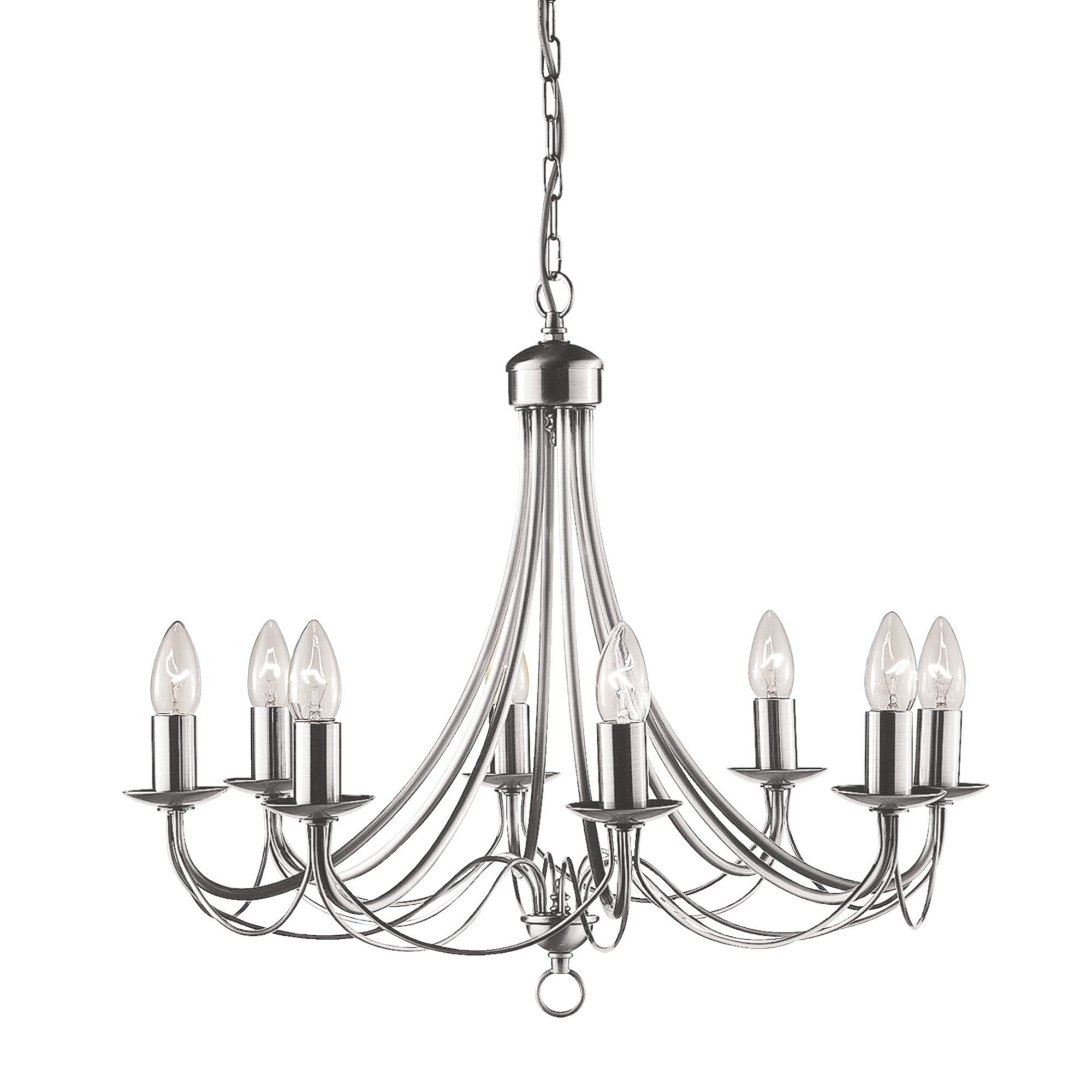 Searchlight Marsh Satin Silver 8 Light Multi-arm Fitting, Birdcage Design