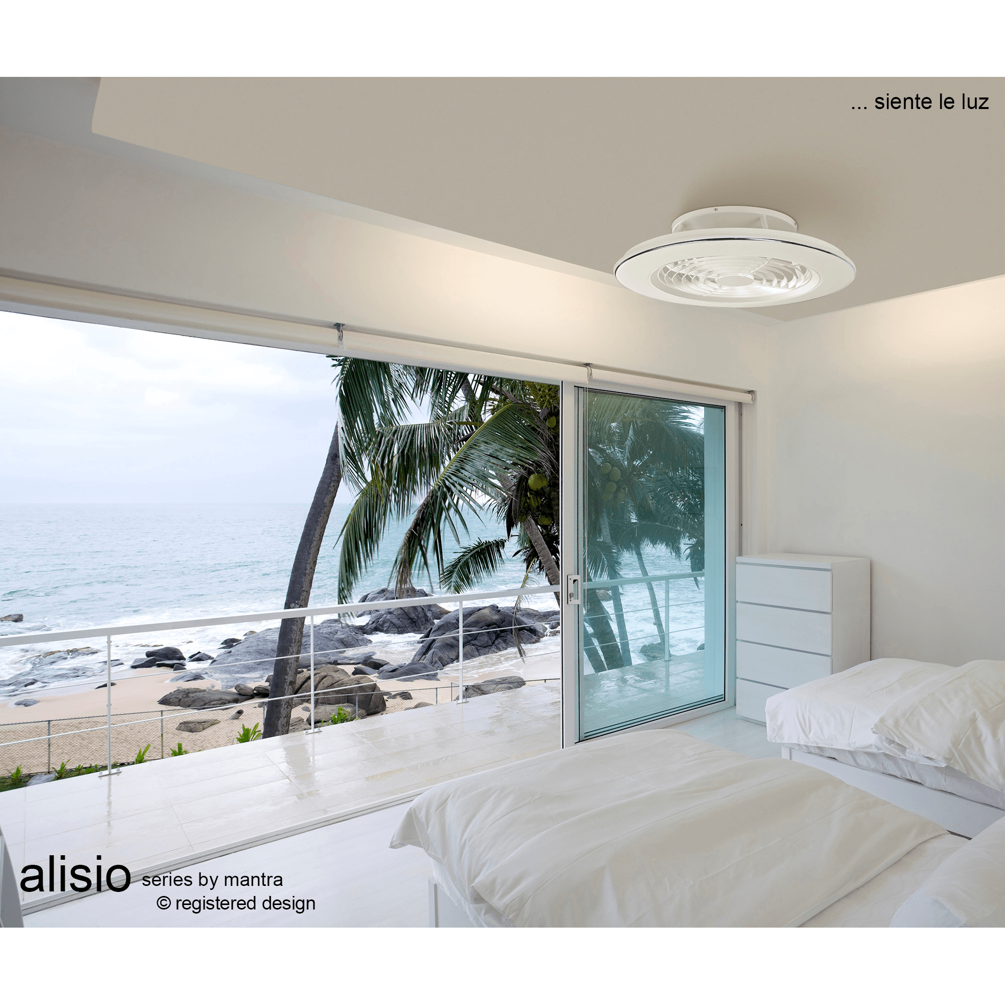 Mantra Alisio 70W LED Dimmable Ceiling Light & Fan, Remote, APP Controlled, White
