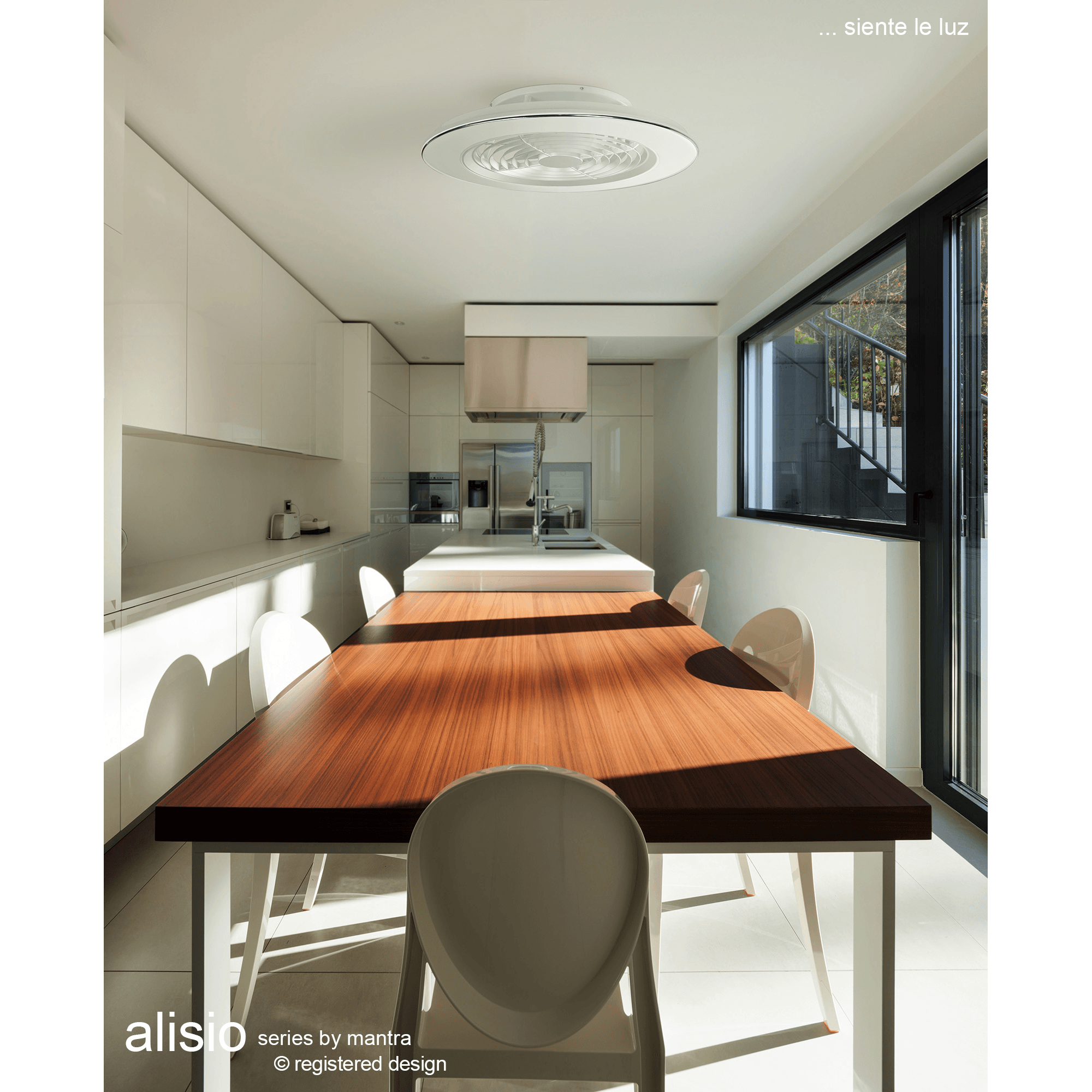 Mantra Alisio 70W LED Dimmable Ceiling Light & Fan, Remote, APP Controlled, White