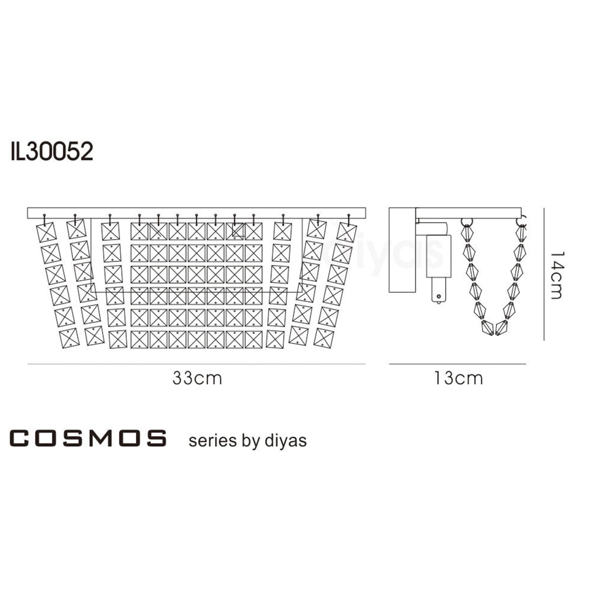 Diyas IL30052 Cosmos Wall Light Switched 2 Light Polished Chrome/Crystal