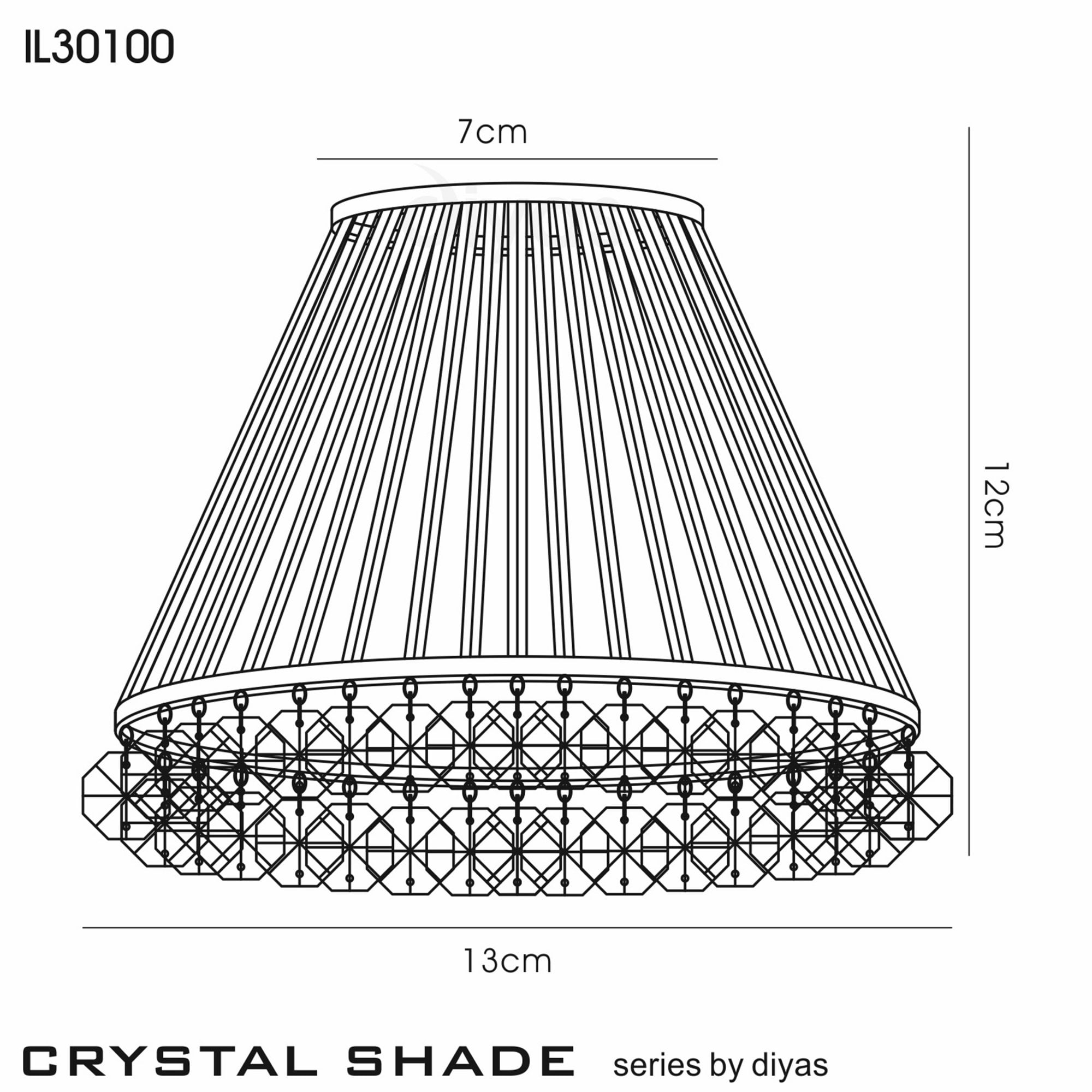 Diyas IL30100 Crystal Clip-On Shade - With Clear Glass Rods Polished Chrome/Crystal - 6.5/13cm - Shade Only