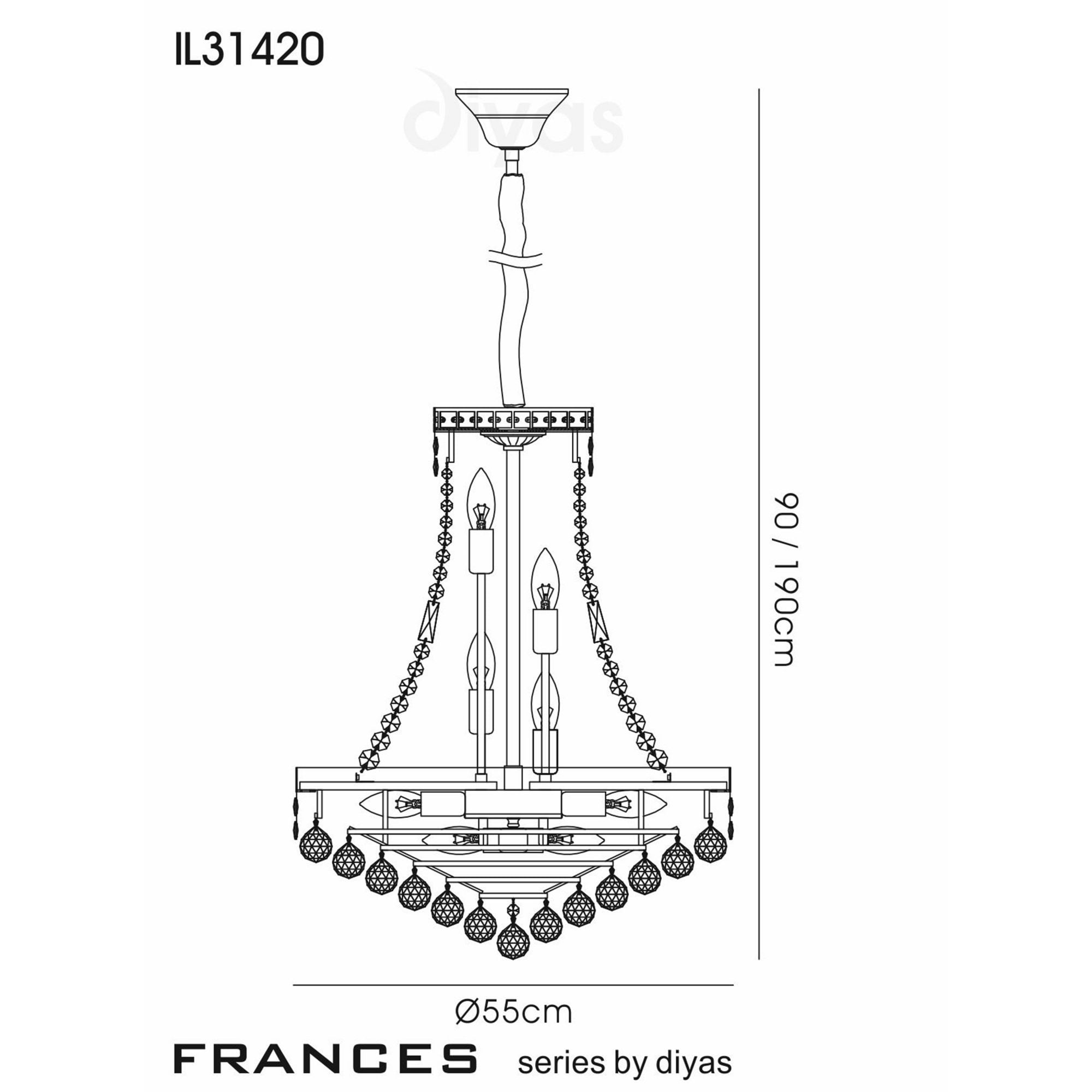 Diyas IL31420 Frances Pendant 14 Light Polished Chrome/Crystal