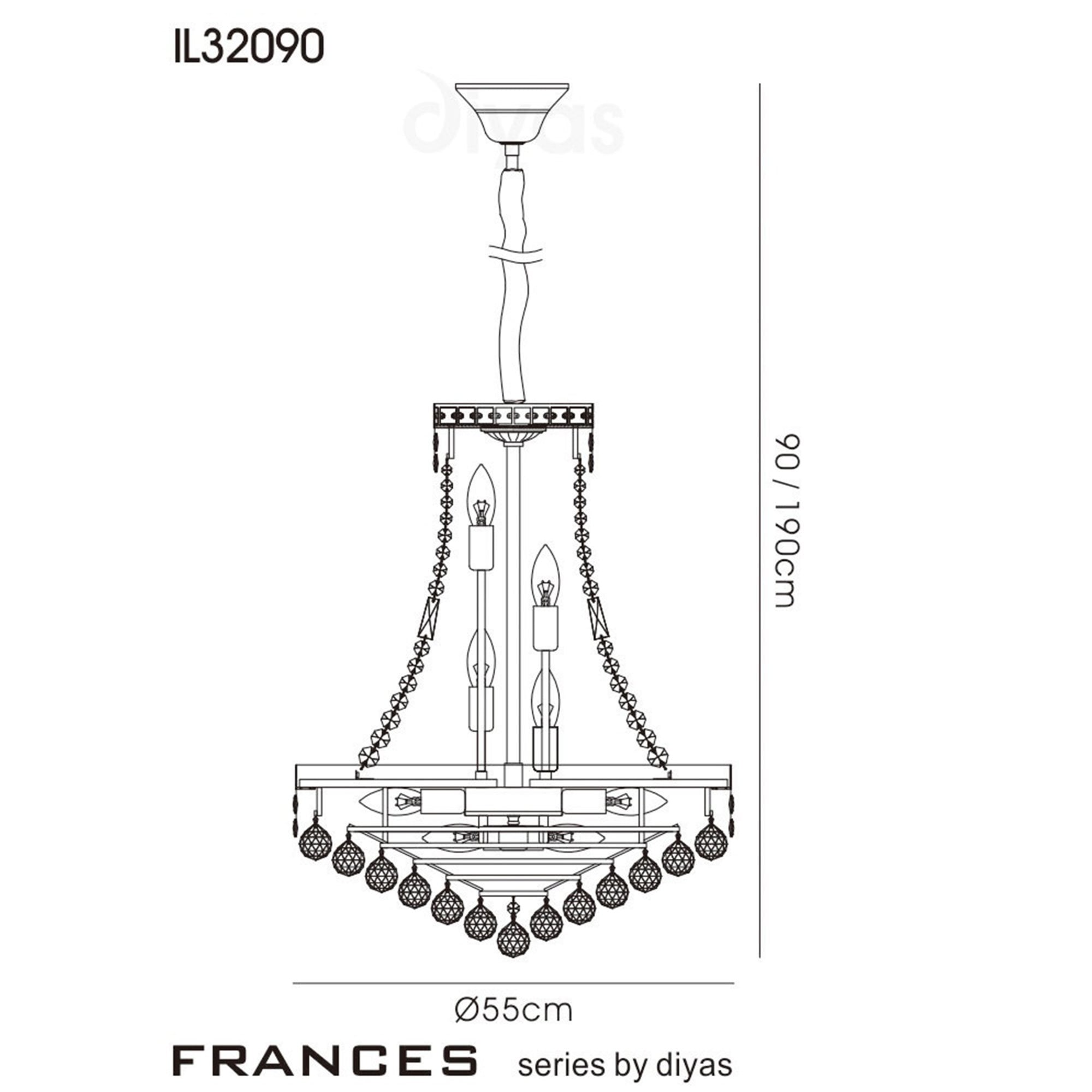 Diyas IL32090 Frances Pendant 14 Light French Gold/Crystal