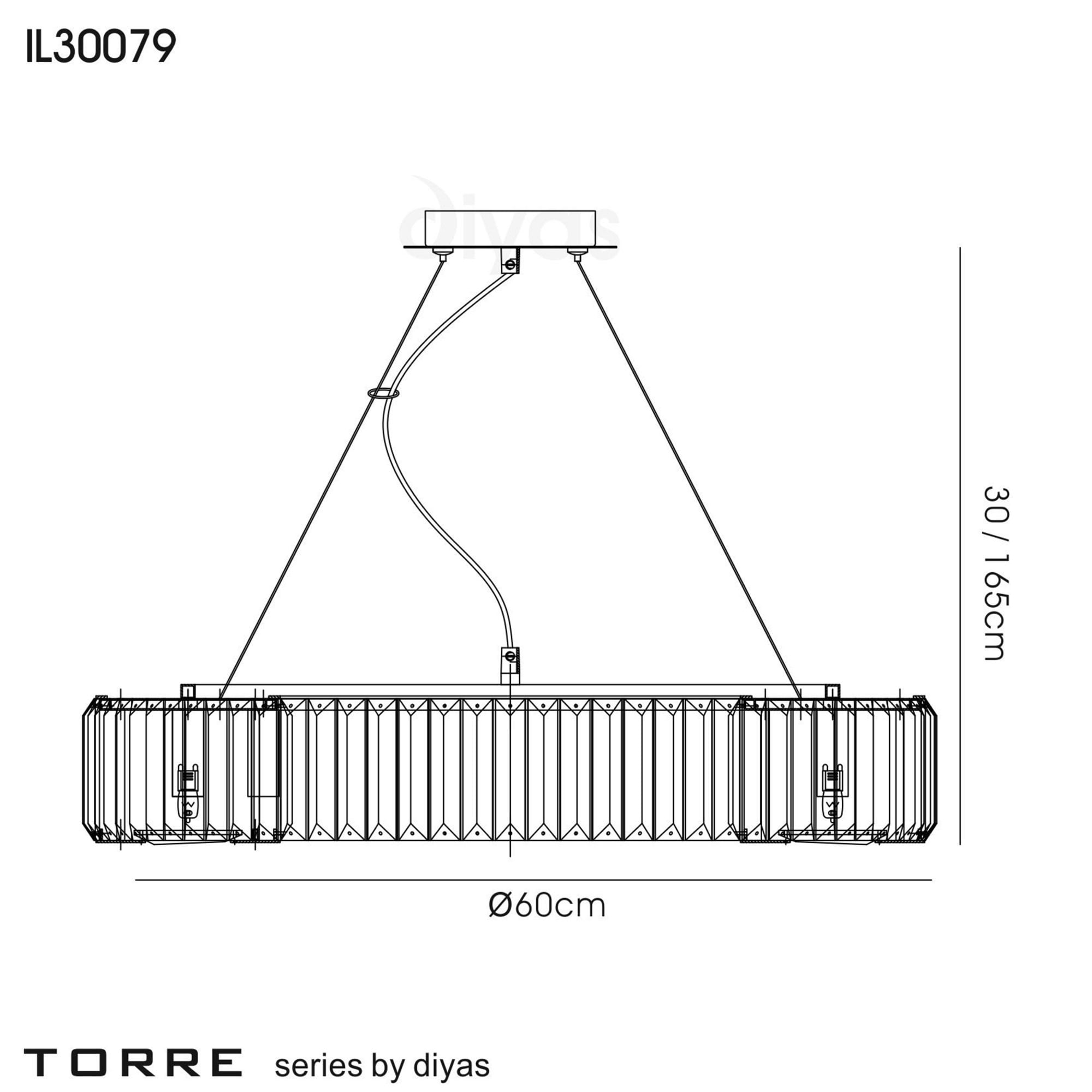 Diyas IL30079 Torre Pendant 9 Light Polished Chrome/Crystal