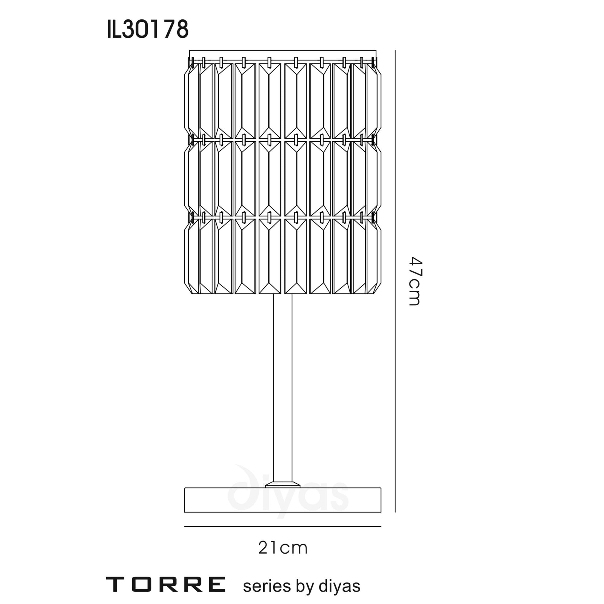 Diyas IL30178 Torre Crystal Curtain Table Lamp 3 Light Polished Chrome