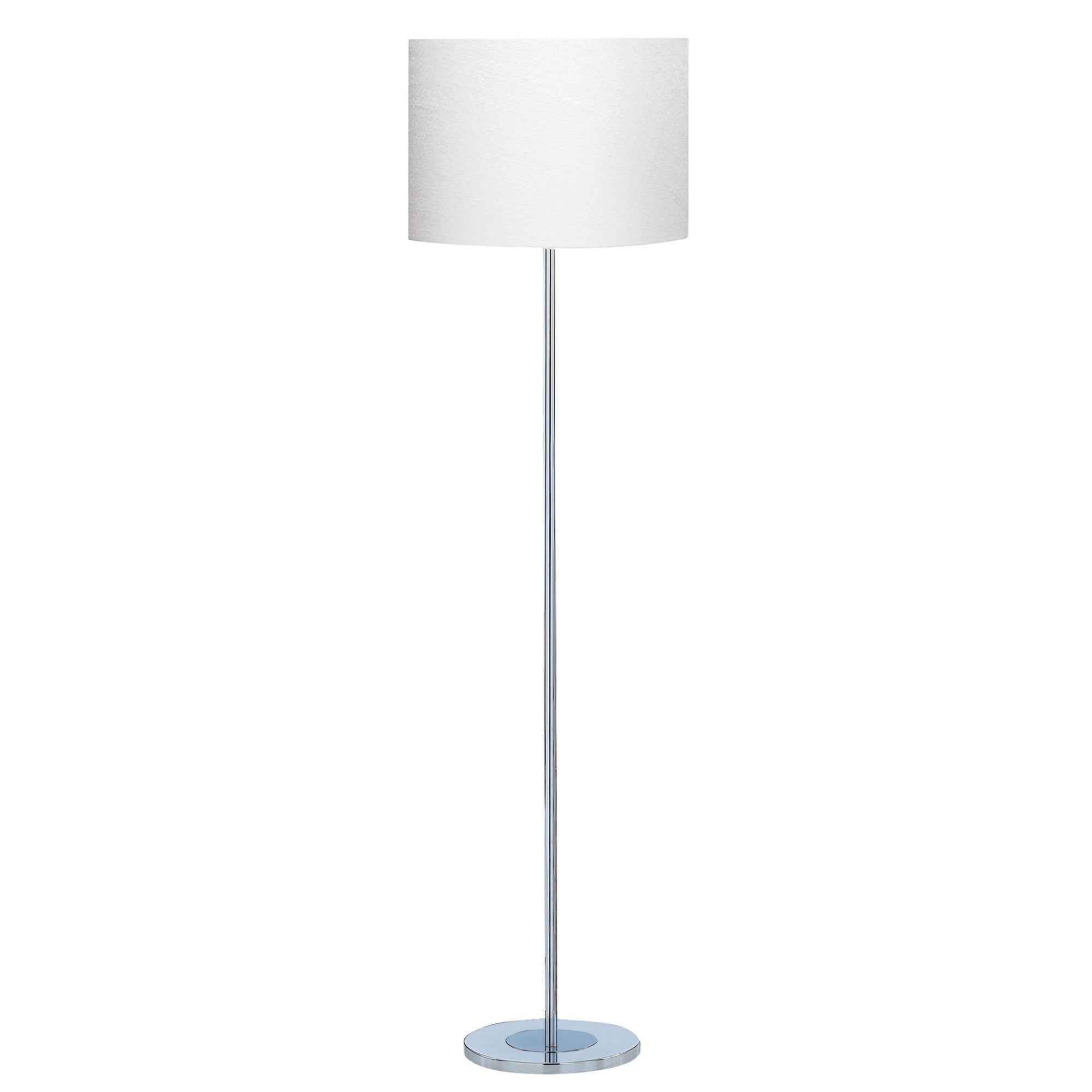 Searchlight Calder Floor Lamp - Chrome Round Base Ivory Drum Shade