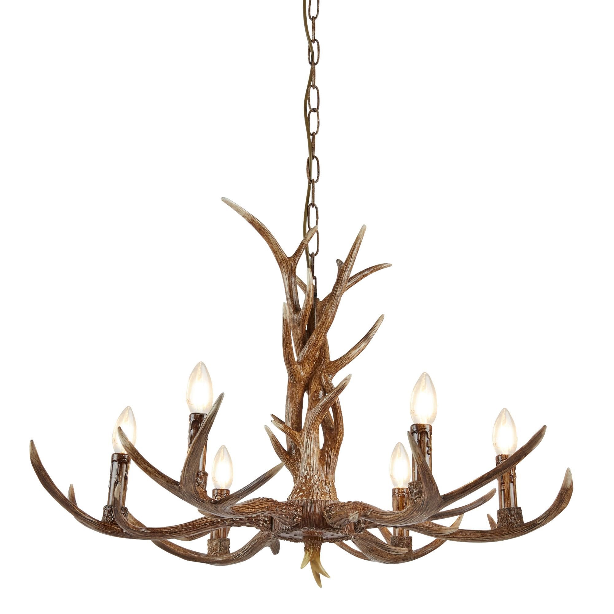 Searchlight Abercromby 6 Light Stag Ceiling Fitting - Rustic Brown Resin Finish