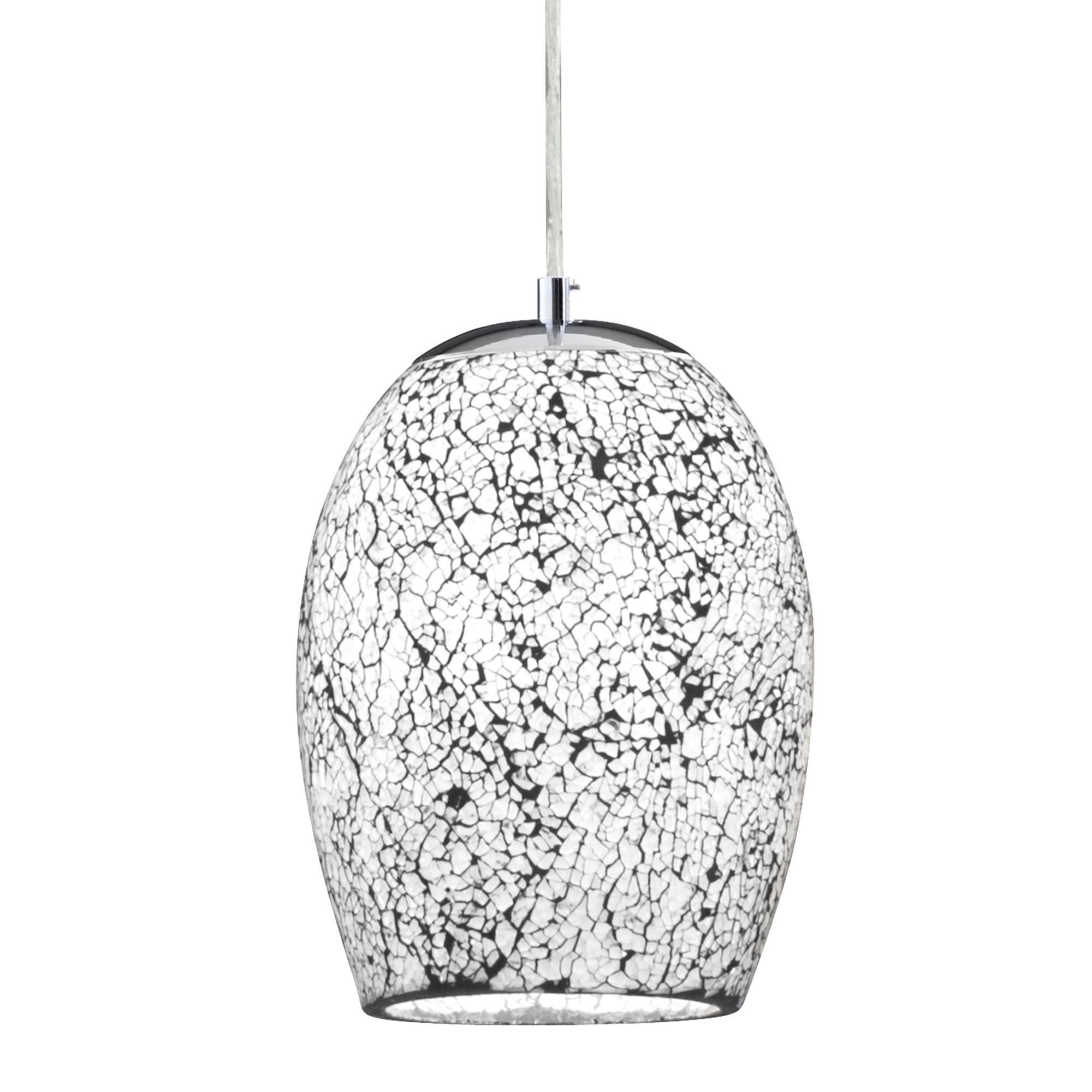 Searchlight Celia - Single Pendant, White Mosaic Glass & Satin Silver Suspension