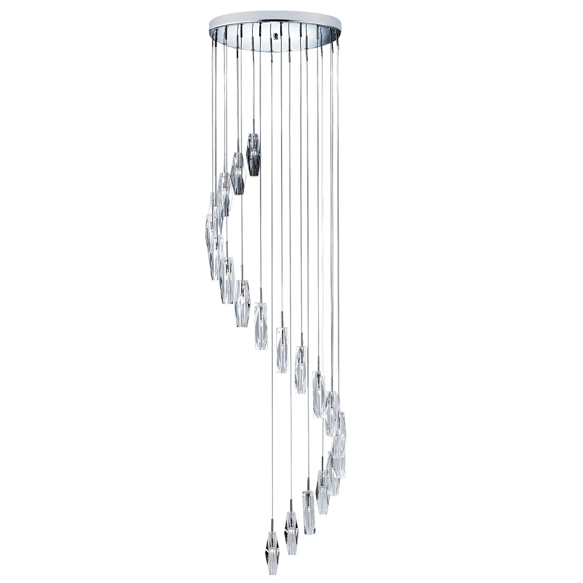 Searchlight Selborne 20 Light Multi-Drop Pendant - Chrome, Clear Crystal