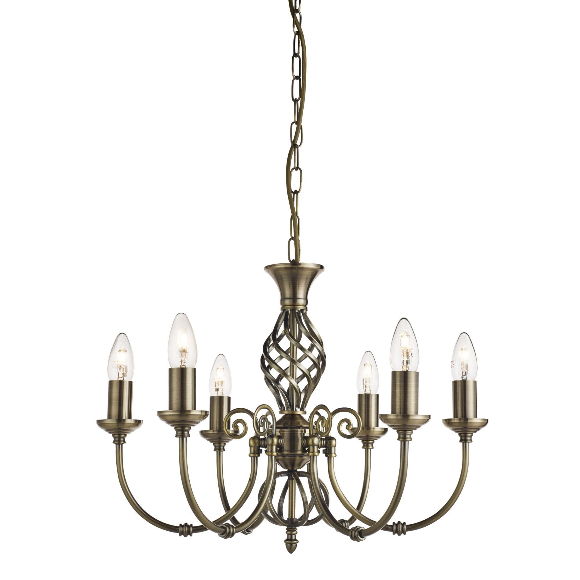 Searchlight Zara 6 Light Ceiling Pendant - Antique Brass