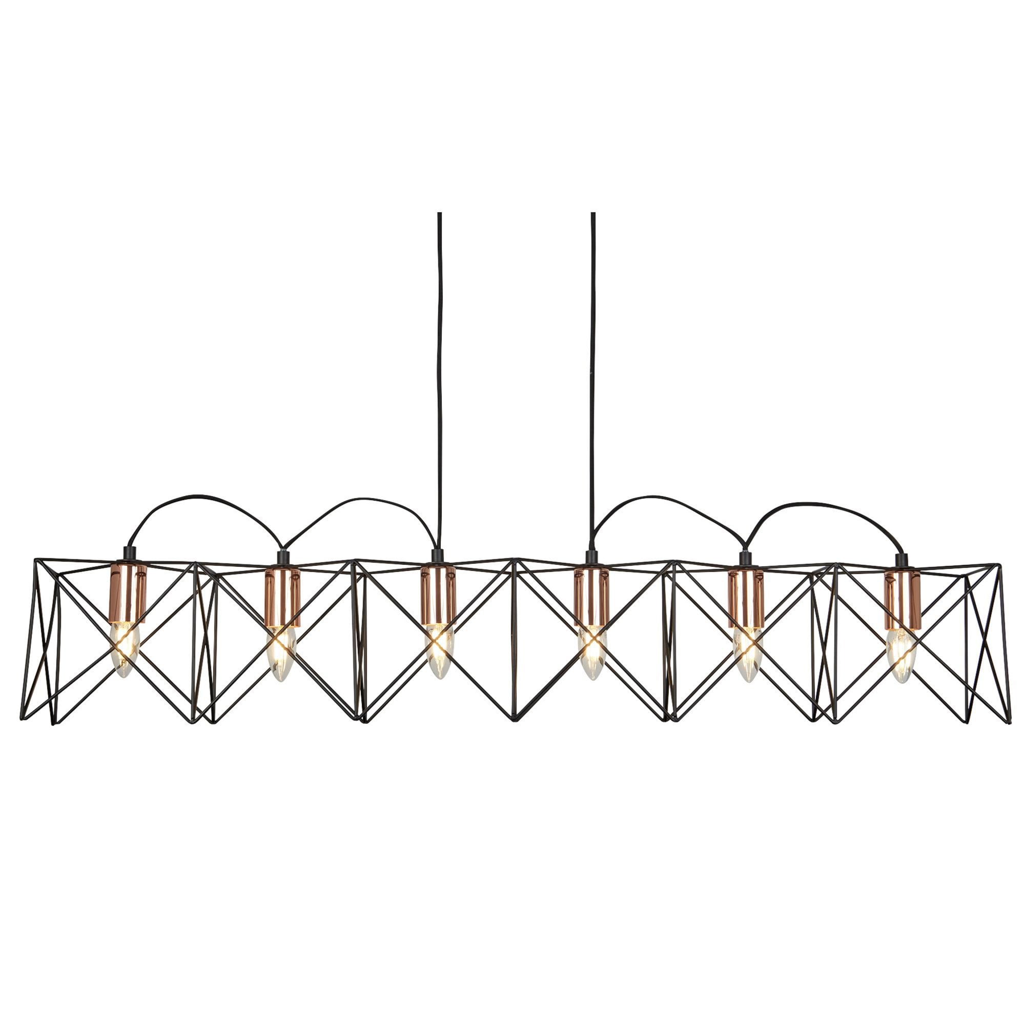 Searchlight Amos 6 Light Metal Pendant - Black and Copper