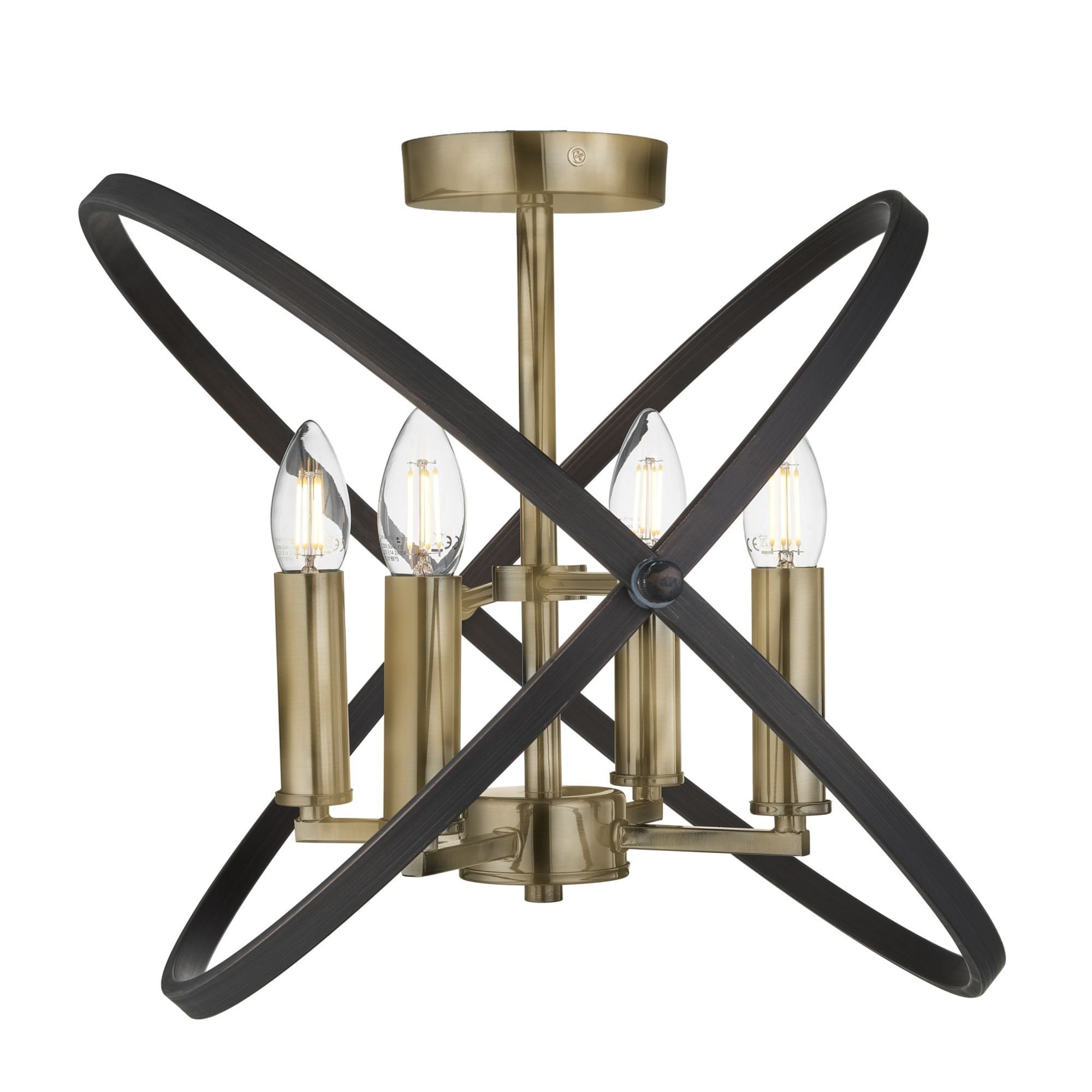 Searchlight Harding 4 Light Semi-Flush Ceiling Light - Bronze