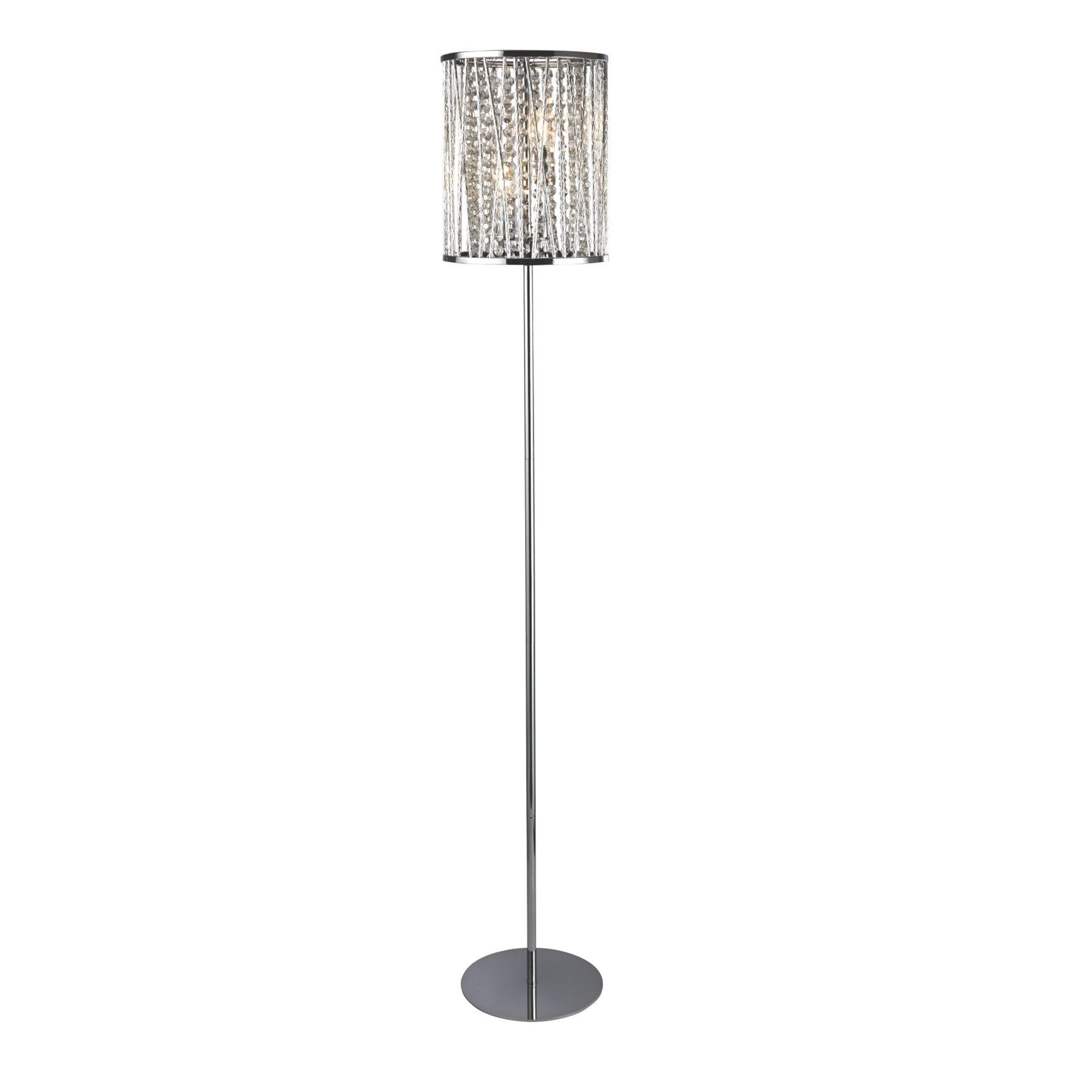 Searchlight Edgeware 2 Light Floor Lamp - Chrome & Crystal Drops