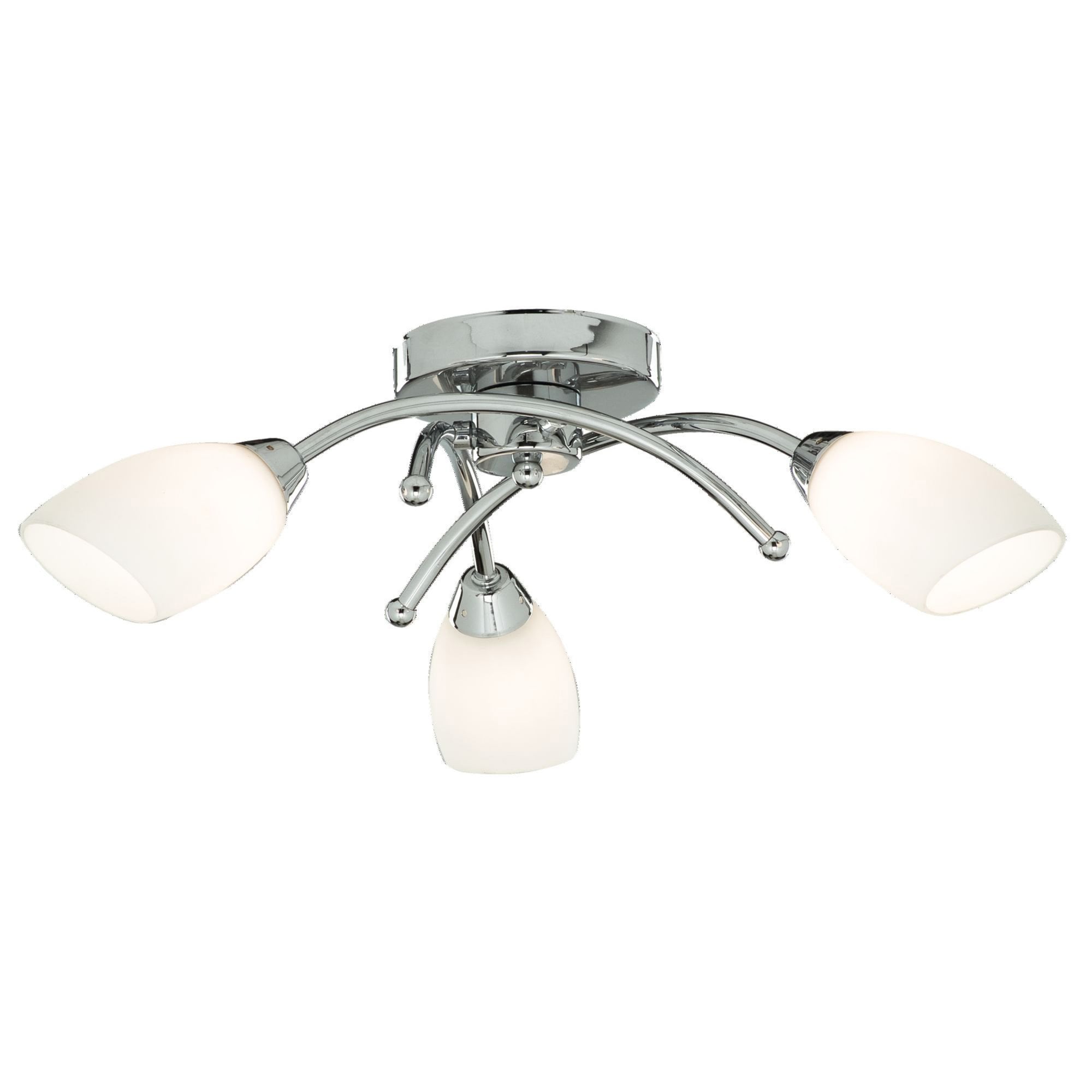 Searchlight Oakfield 3 Light Chrome Flush With Opal Glass