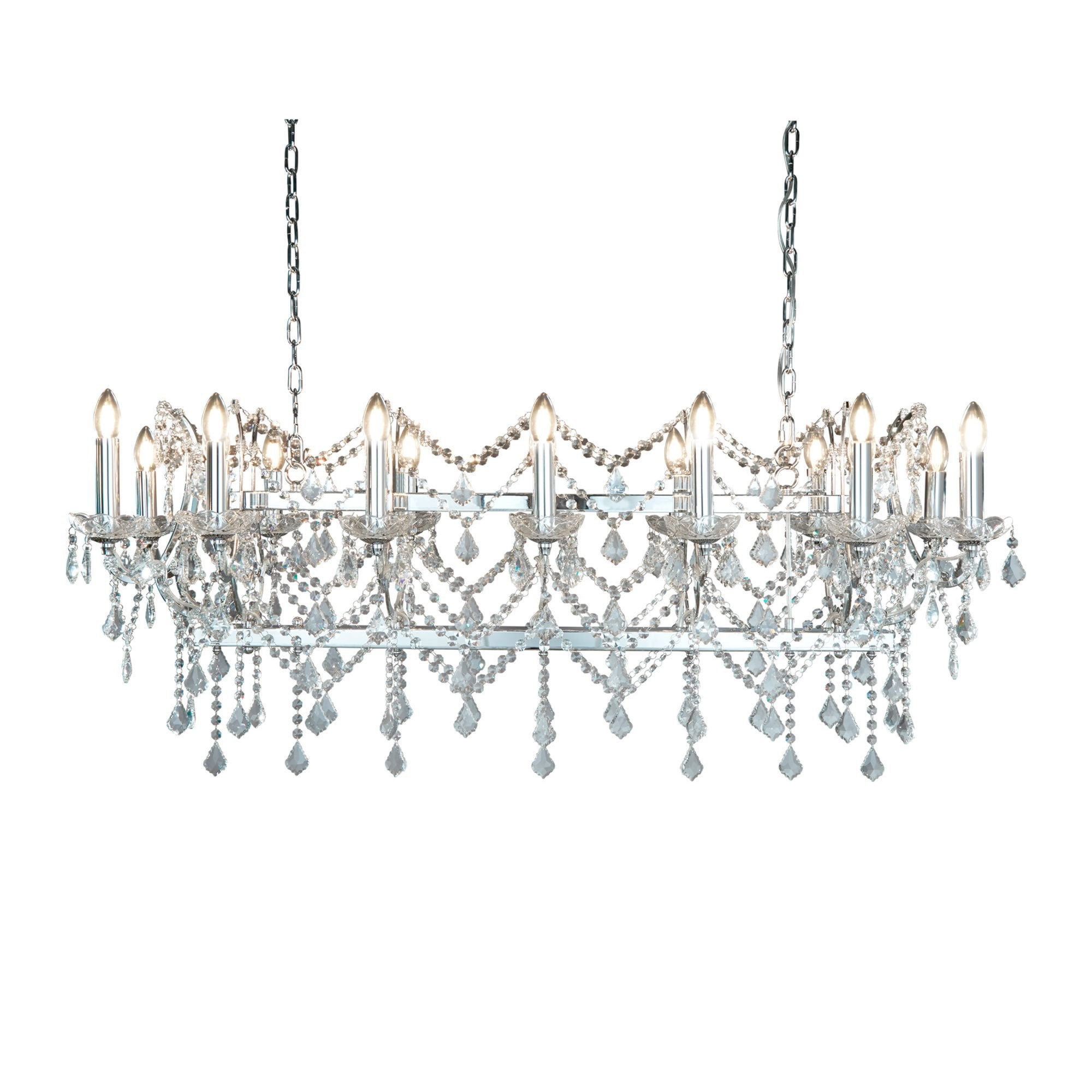 Searchlight Fern 14 Light Bar Pendant - Chrome & Clear Crystal