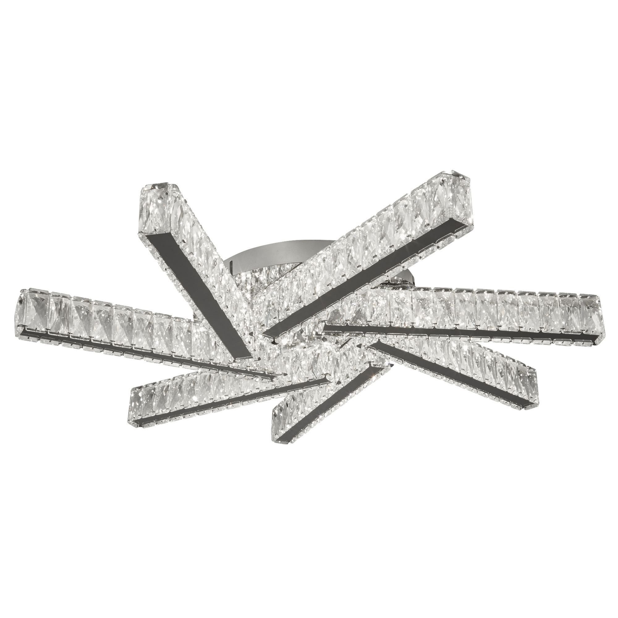 Searchlight Canarvan 7 Light LED Ceiling Flush, Clear Crystal, Chrome