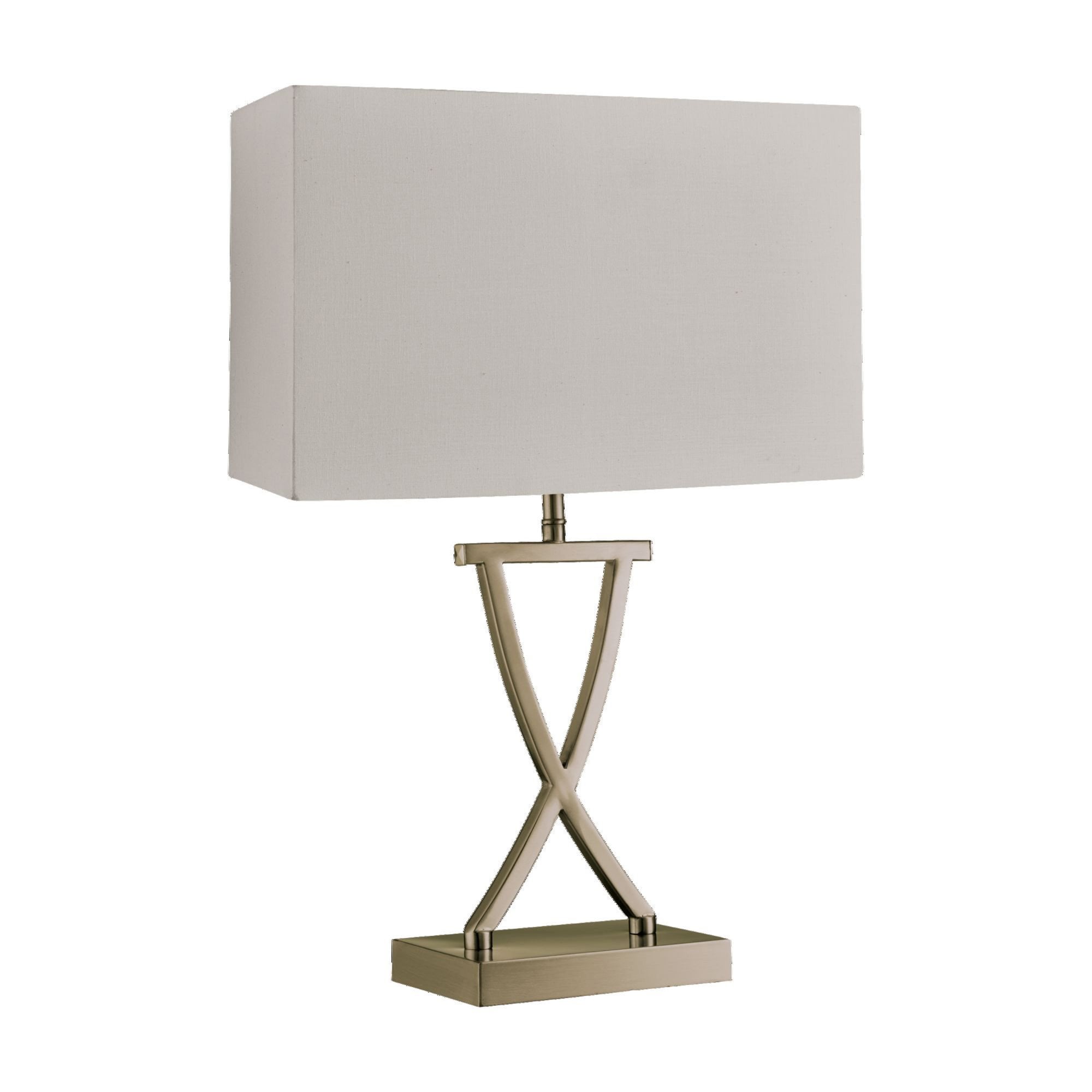 Searchlight Carolina Table Lamp, Antique Brass, Cream Rectangle Shade