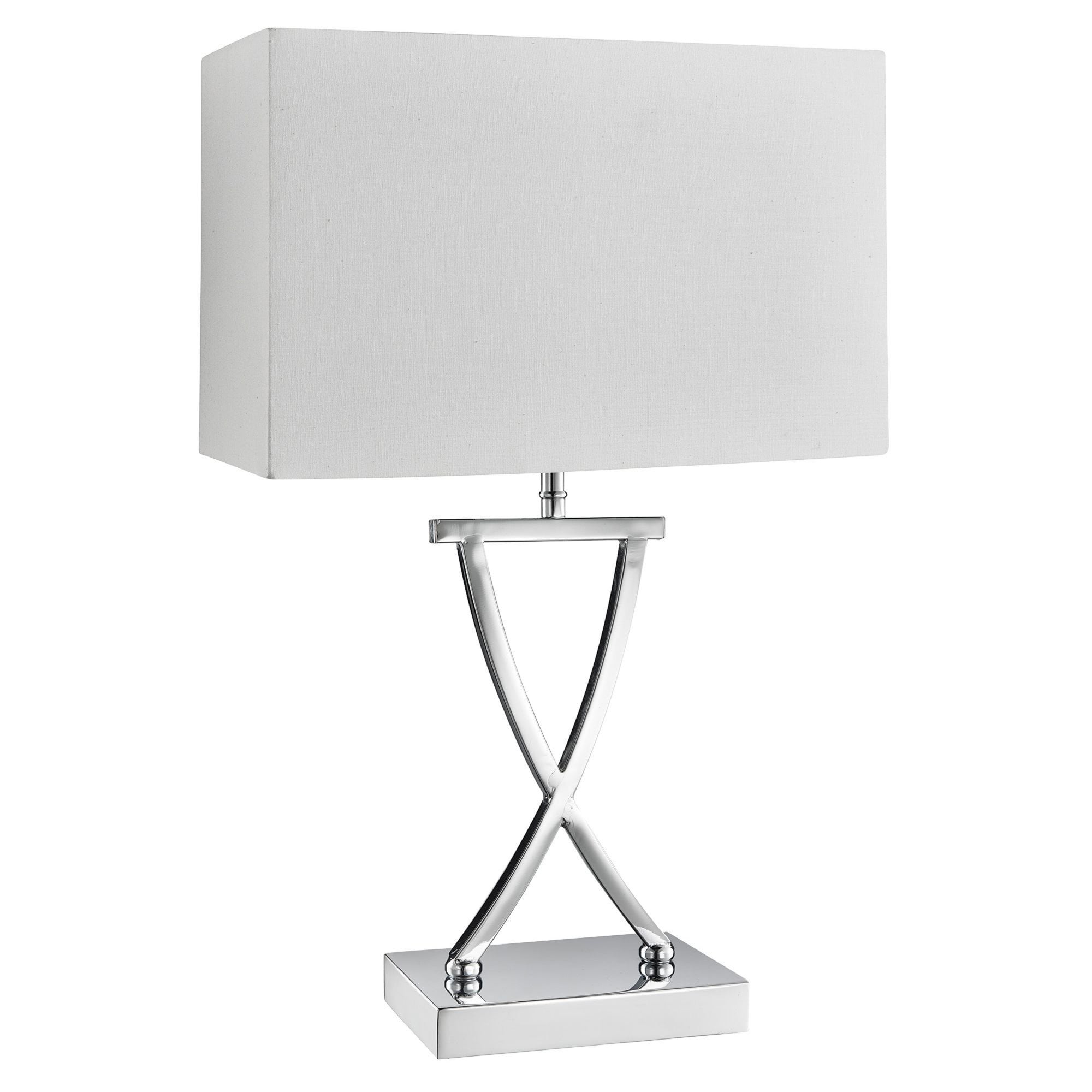 Searchlight Carolina Table Lamp, Chrome, White Rectangle Shade