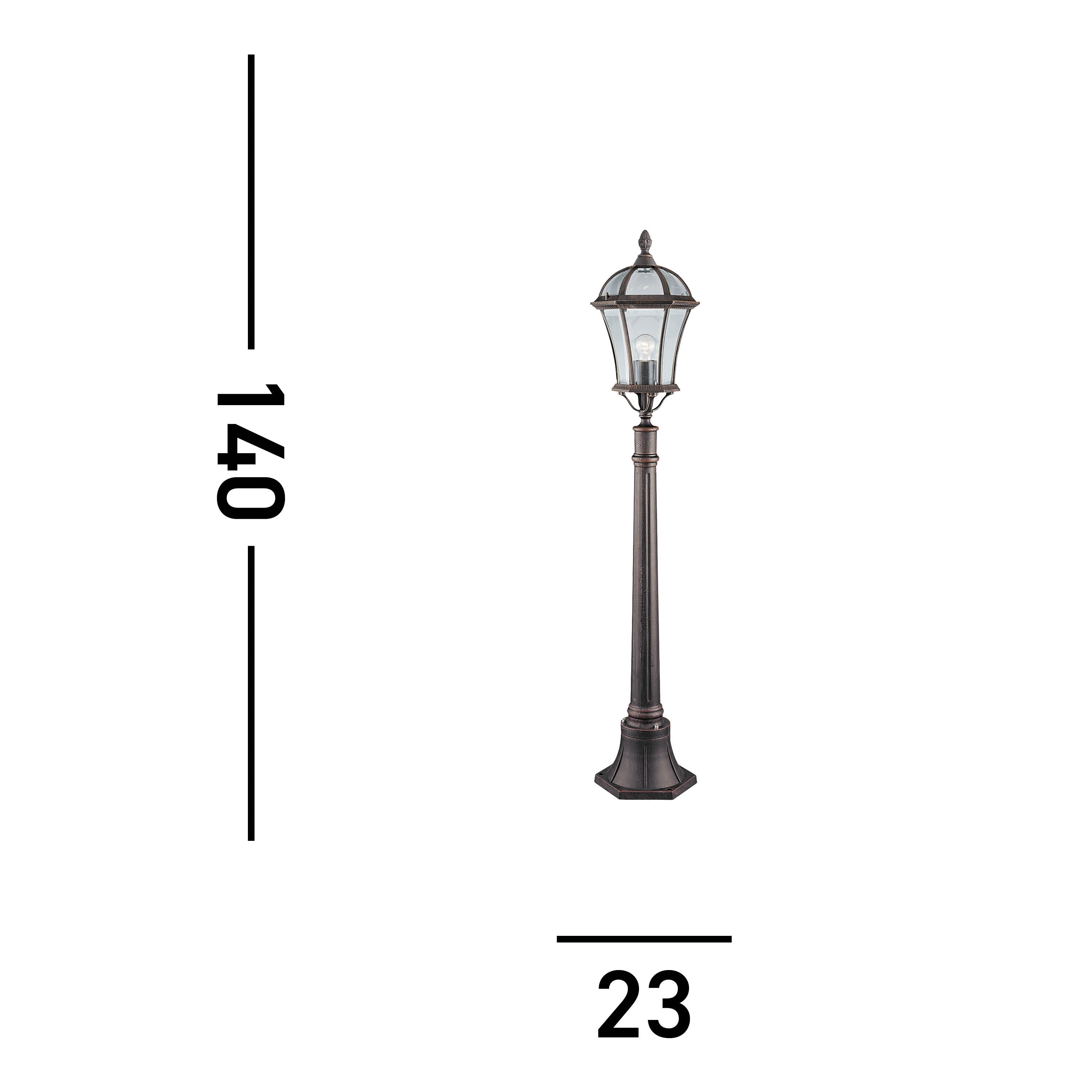 Searchlight Cairns Outdoor Post - Aluminium, Rustic Brown & Glass - IP23