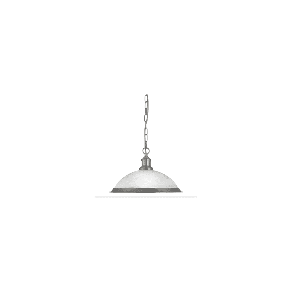 Searchlight Beech Single Pendant - Satin Silver & Marble Glass