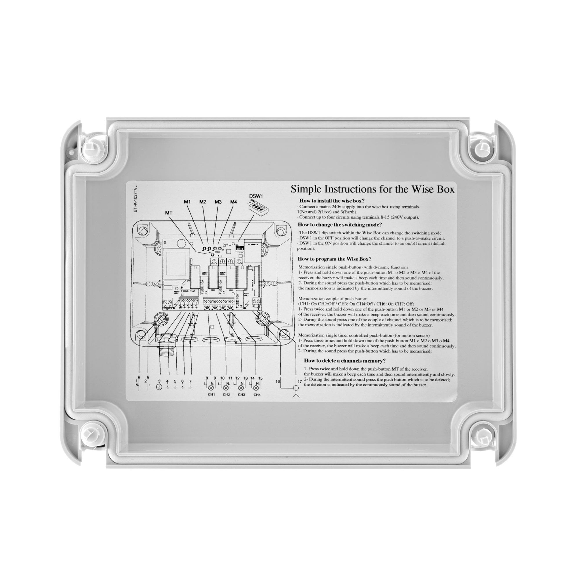 Wise Box Remote Control Kit V4 (4 ch receiver, switch, fob) Version 4 - NON DIMMING
